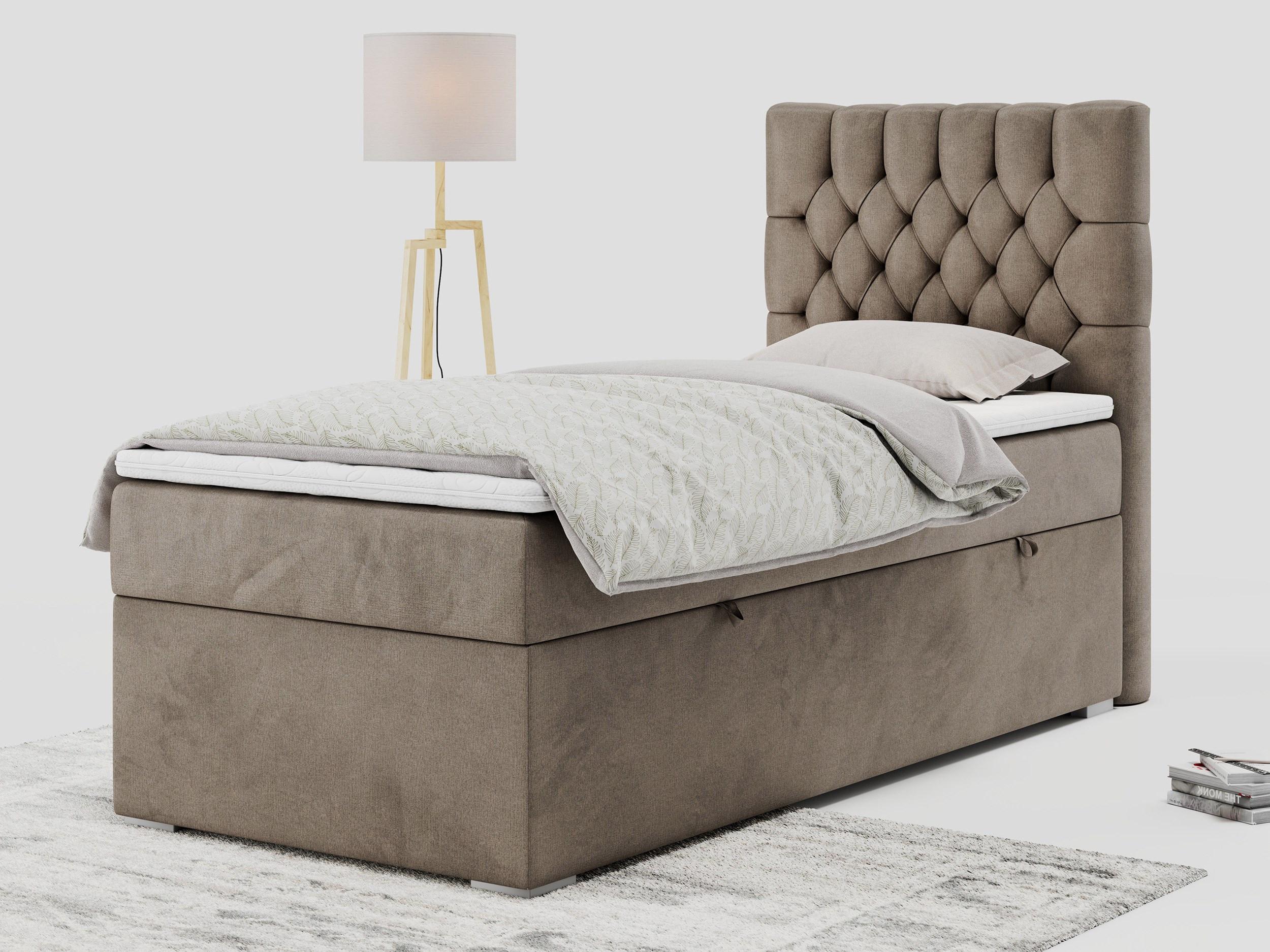 BOXBETT PERA 90/200 Braun Velvet - H4 - Rechts Seite Textil MKS Möbel > Betten > Boxspringbetten Braun