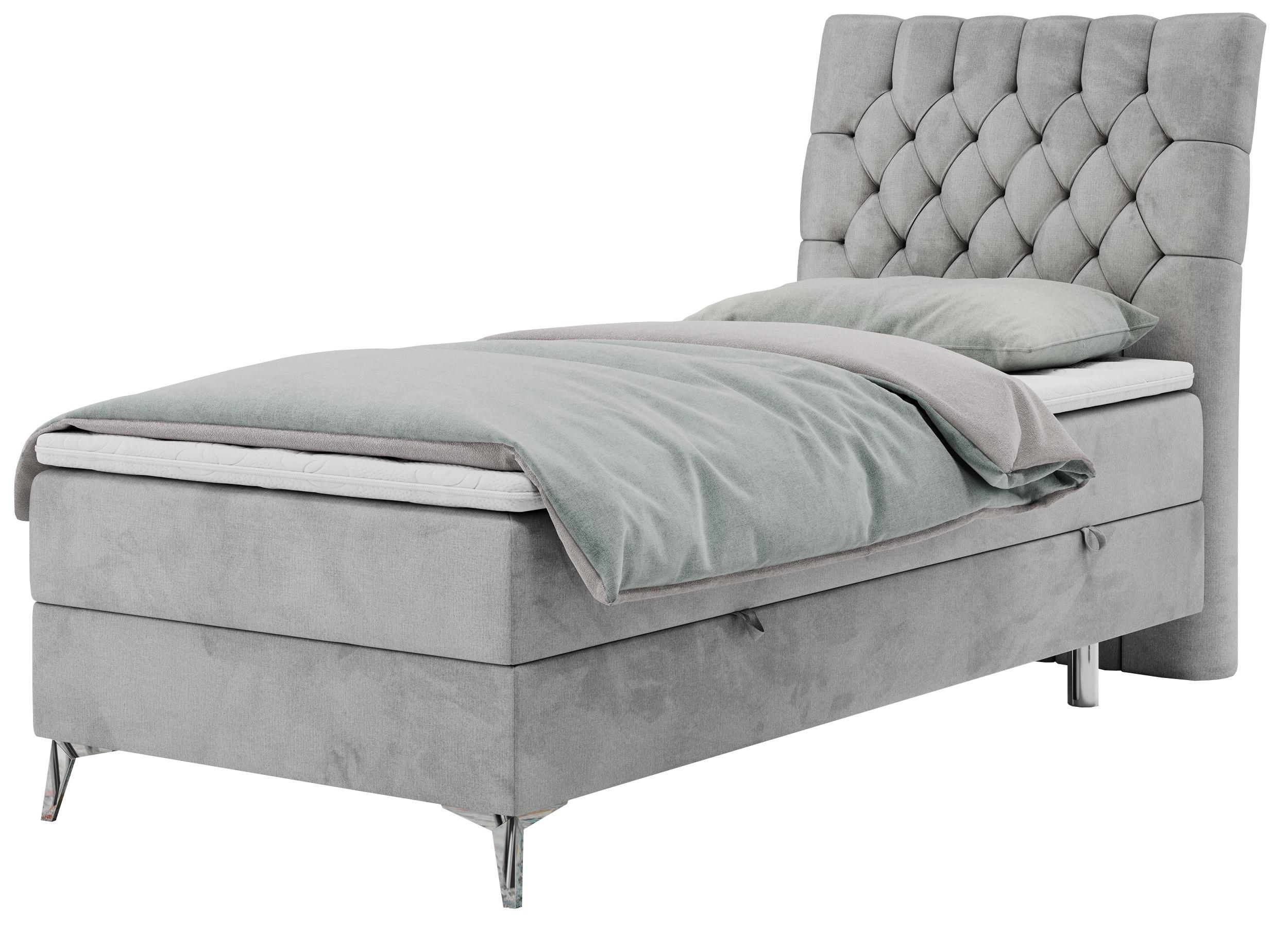wohnli-moebel-suche-800000681325 Wohnli Möbelsuche - BOXBETT MILEN 90/200 Hellgrau Velvet - H3 - Rechts Seite