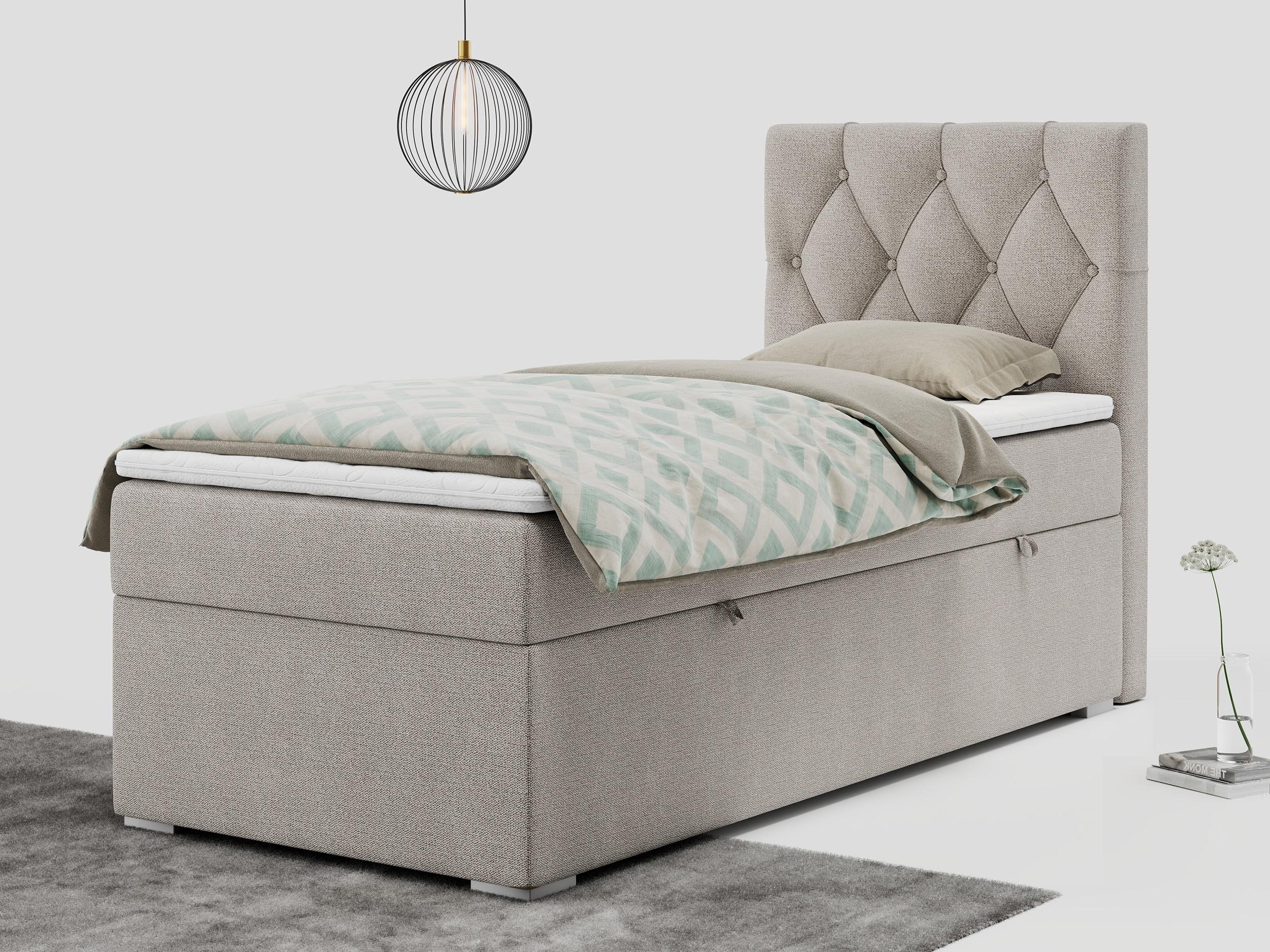 wohnli-moebel-suche-800000681329-1 BOXBETT ALDA 90/200 Beige Struktur - H4 - Rechts Seite Textil MKS Möbel > Betten > Boxspringbetten Beige