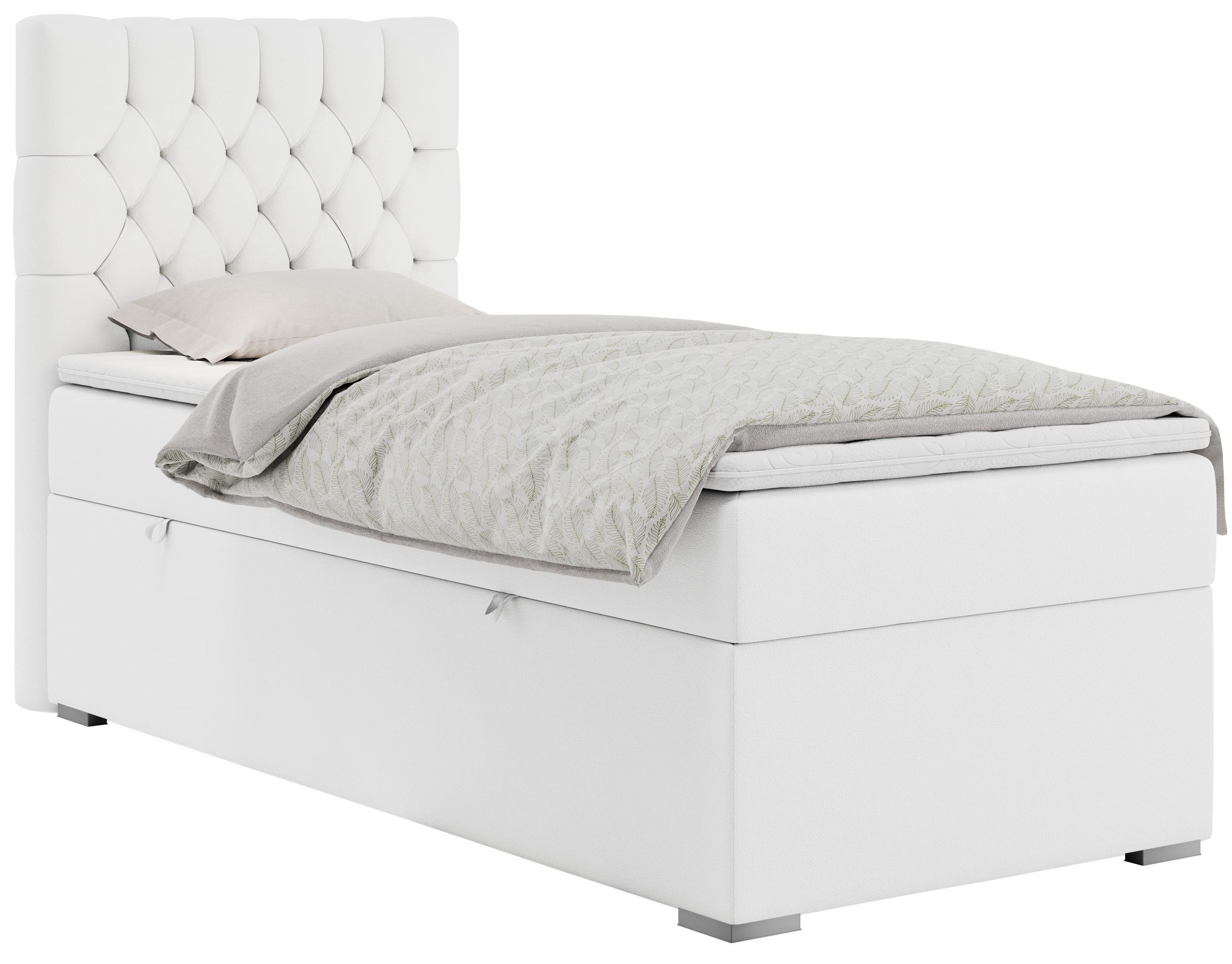 wohnli-moebel-suche-800000681330 Wohnli Möbelsuche - BOXBETT PERA 90/200 Weiß Kunstleder - H3 - Links Seite