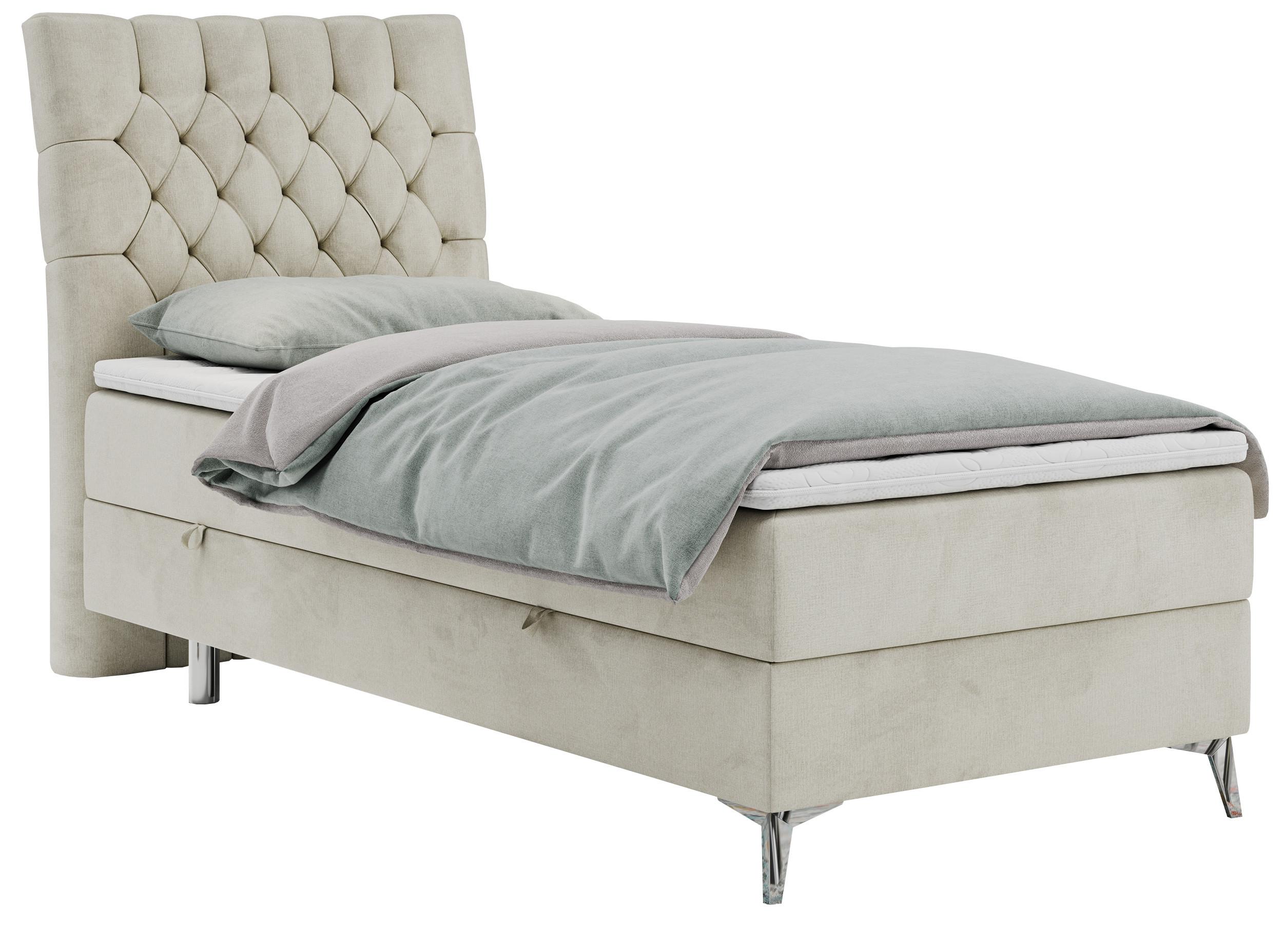 wohnli-moebel-suche-800000681335 Wohnli Möbelsuche - BOXBETT MILEN 90/200 Beige Velvet - H3 - Links Seite