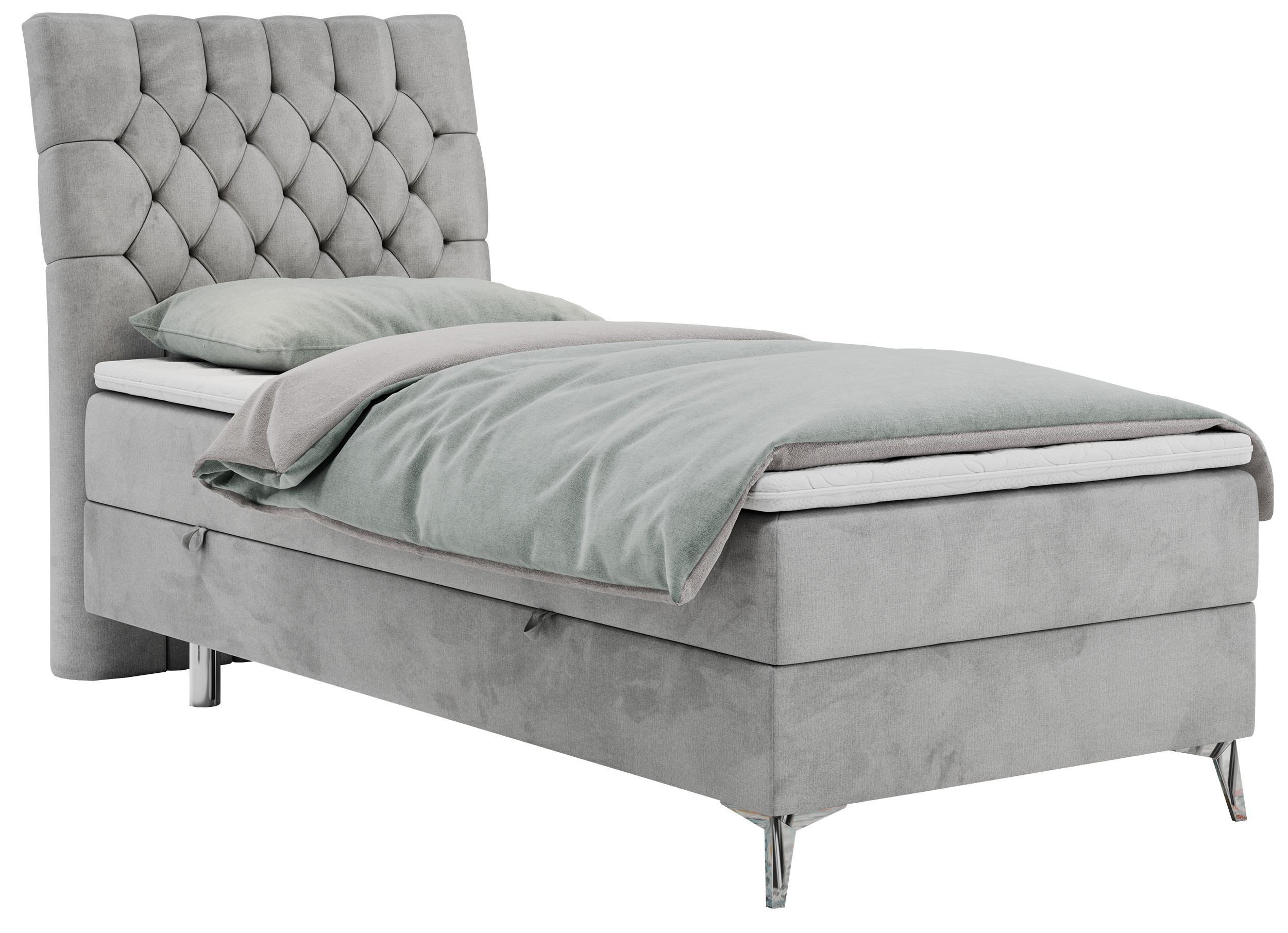 wohnli-moebel-suche-800000681336 Wohnli Möbelsuche - BOXBETT MILEN 90/200 Hellgrau Velvet - H4 - Links Seite