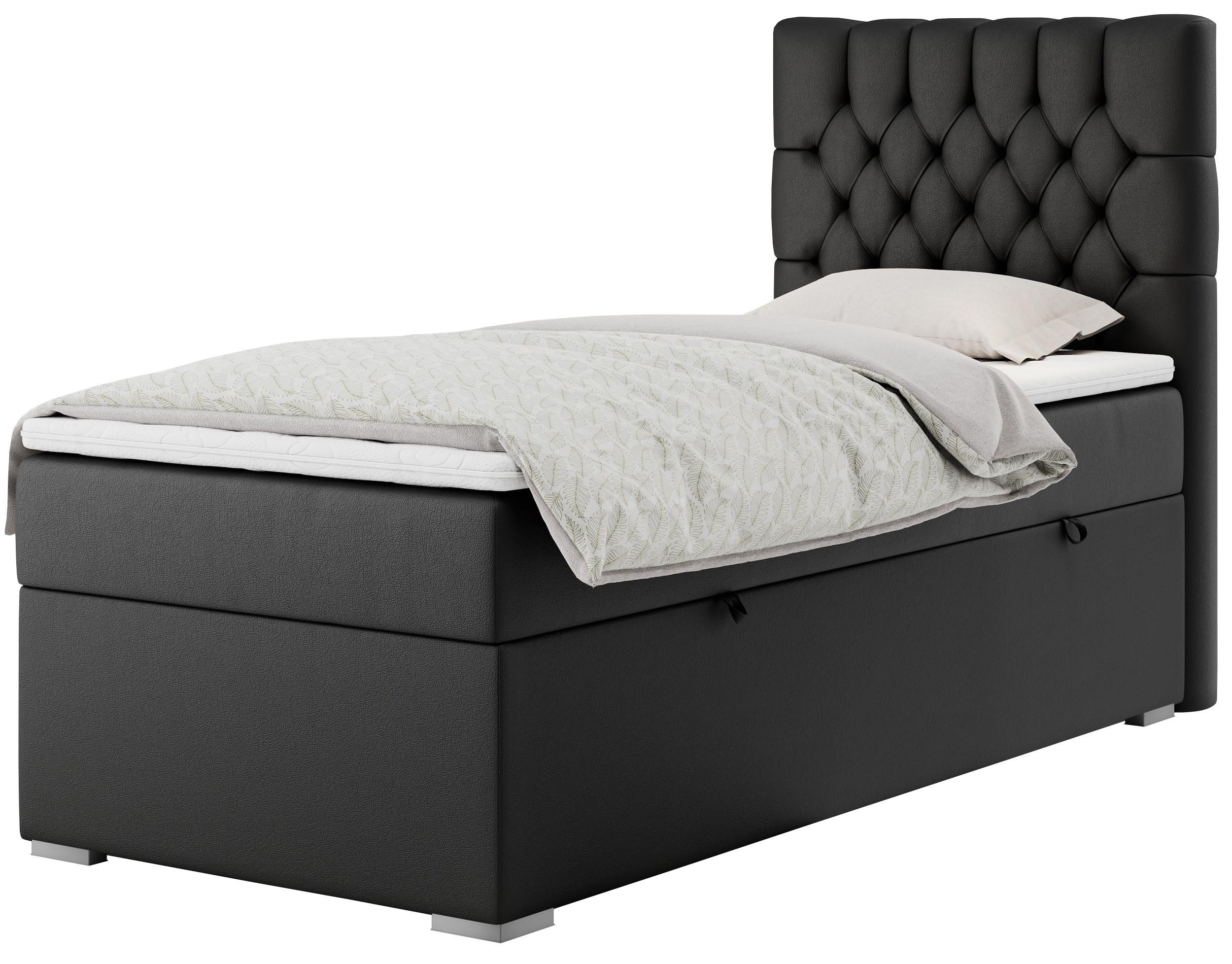 wohnli-moebel-suche-800000681342 Wohnli Möbelsuche - BOXBETT PERA 90/200 Schwarz Kunstleder - H4 - Rechts Seite