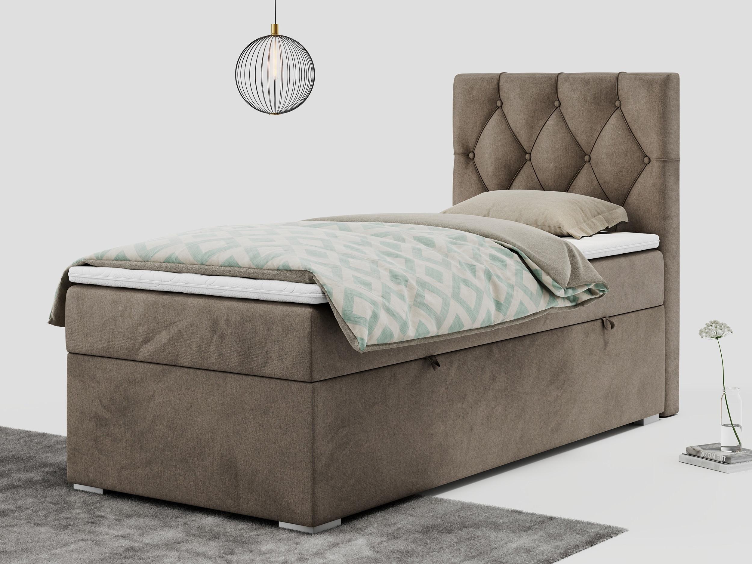 wohnli-moebel-suche-800000681366-1 BOXBETT ALDA 90/200 Braun Velvet - H3 - Rechts Seite Textil MKS Möbel > Betten > Boxspringbetten Braun