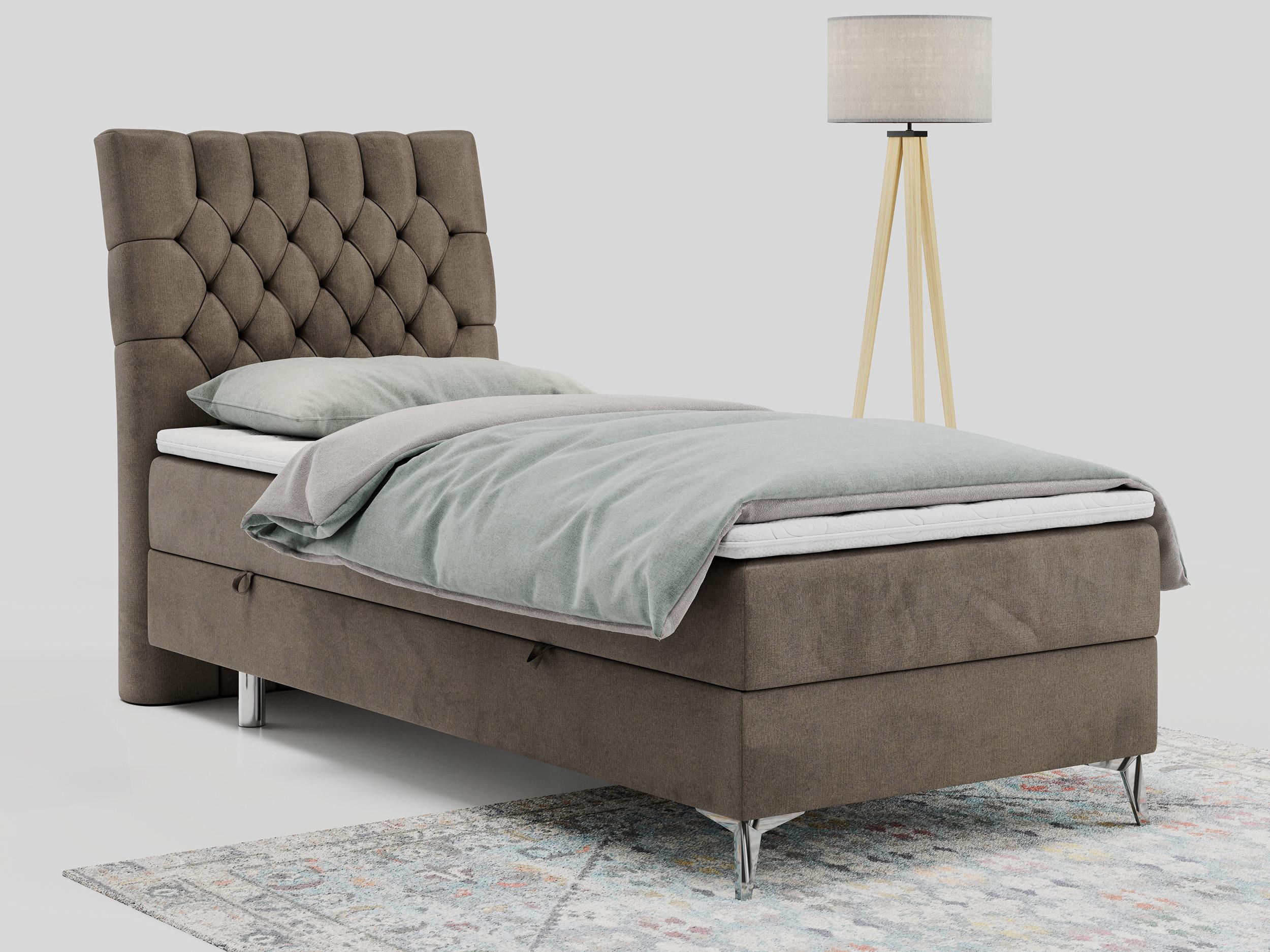 wohnli-moebel-suche-800000681379-1 BOXBETT MILEN 90/200 Braun Velvet - H4 - Links Seite Textil MKS Möbel > Betten > Boxspringbetten Braun