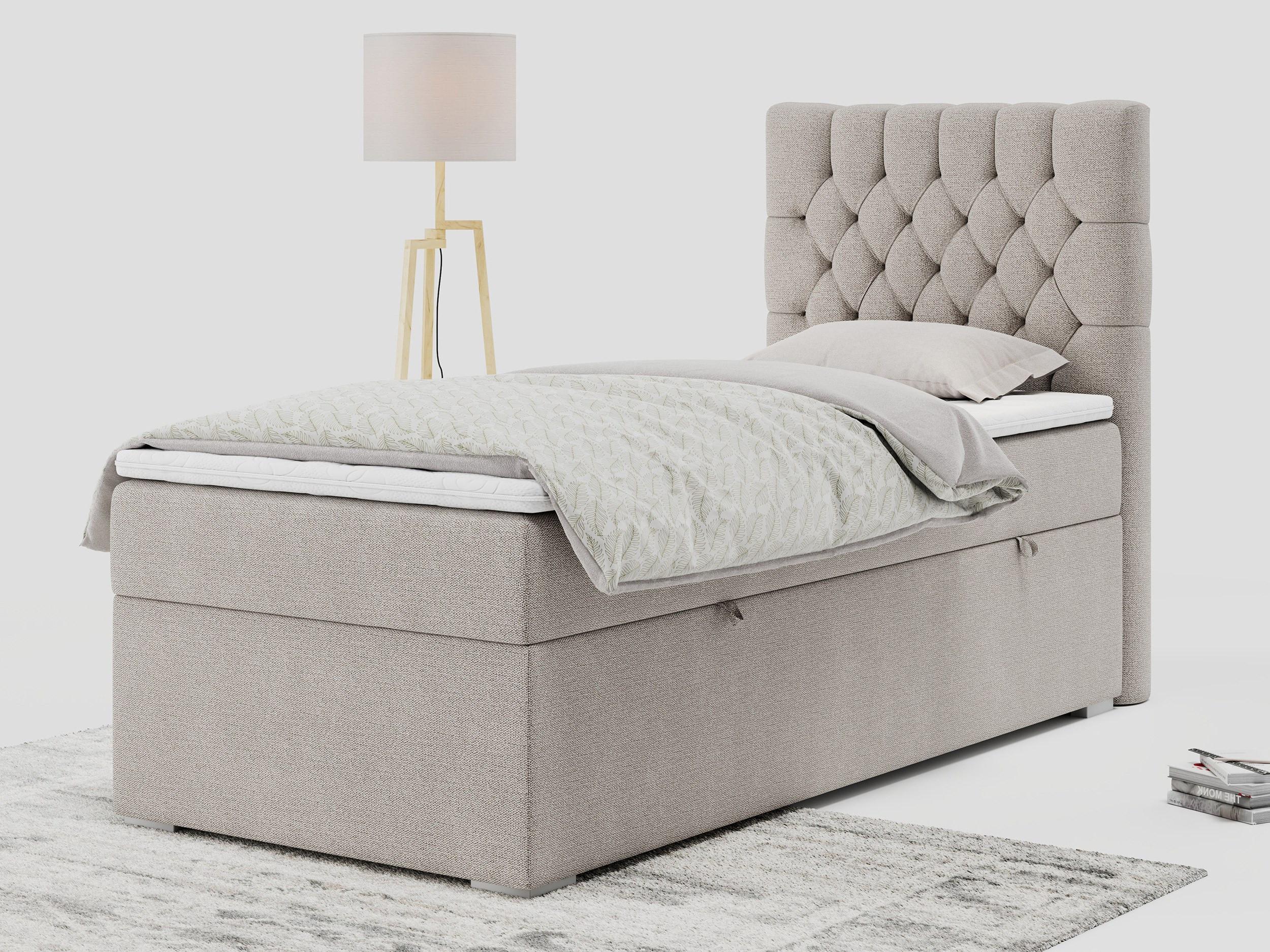 wohnli-moebel-suche-800000681395-1 BOXBETT PERA 90/200 Beige Struktur - H4 - Rechts Seite Textil MKS Möbel > Betten > Boxspringbetten Beige