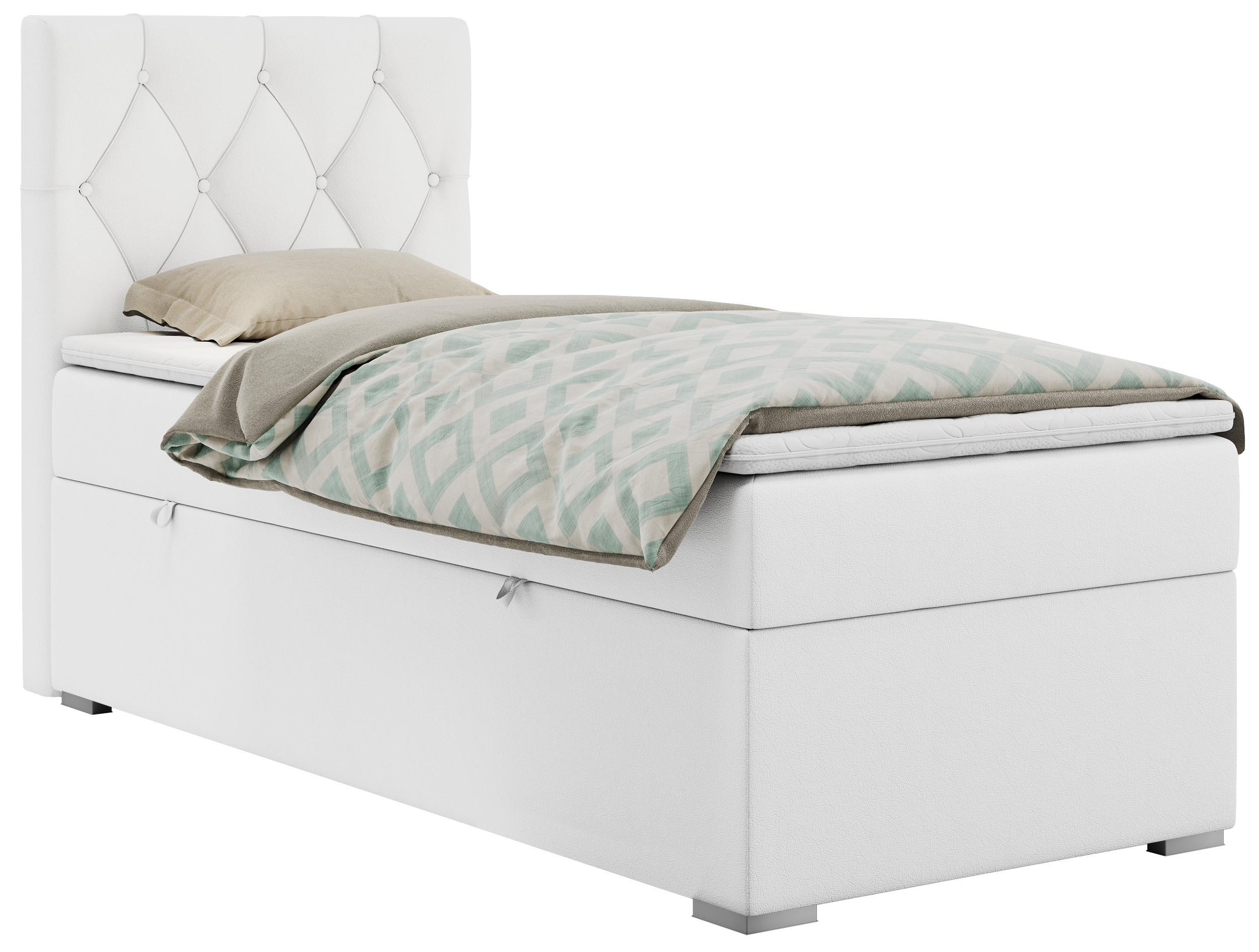 Wohnli Möbelsuche - BOXBETT ALDA 90/200 Weiß Kunstleder - H4 - Links Seite