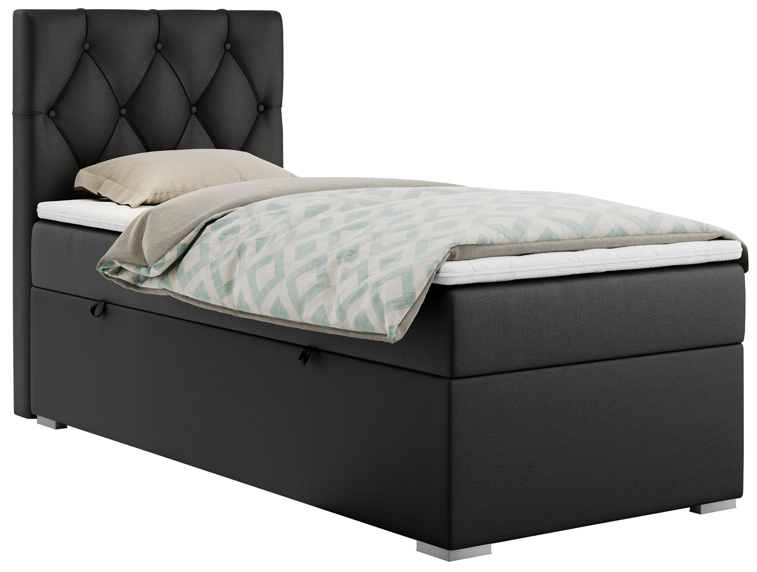 Wohnli Möbelsuche - BOXBETT ALDA 90/200 Schwarz Kunstleder - H3 - Links Seite