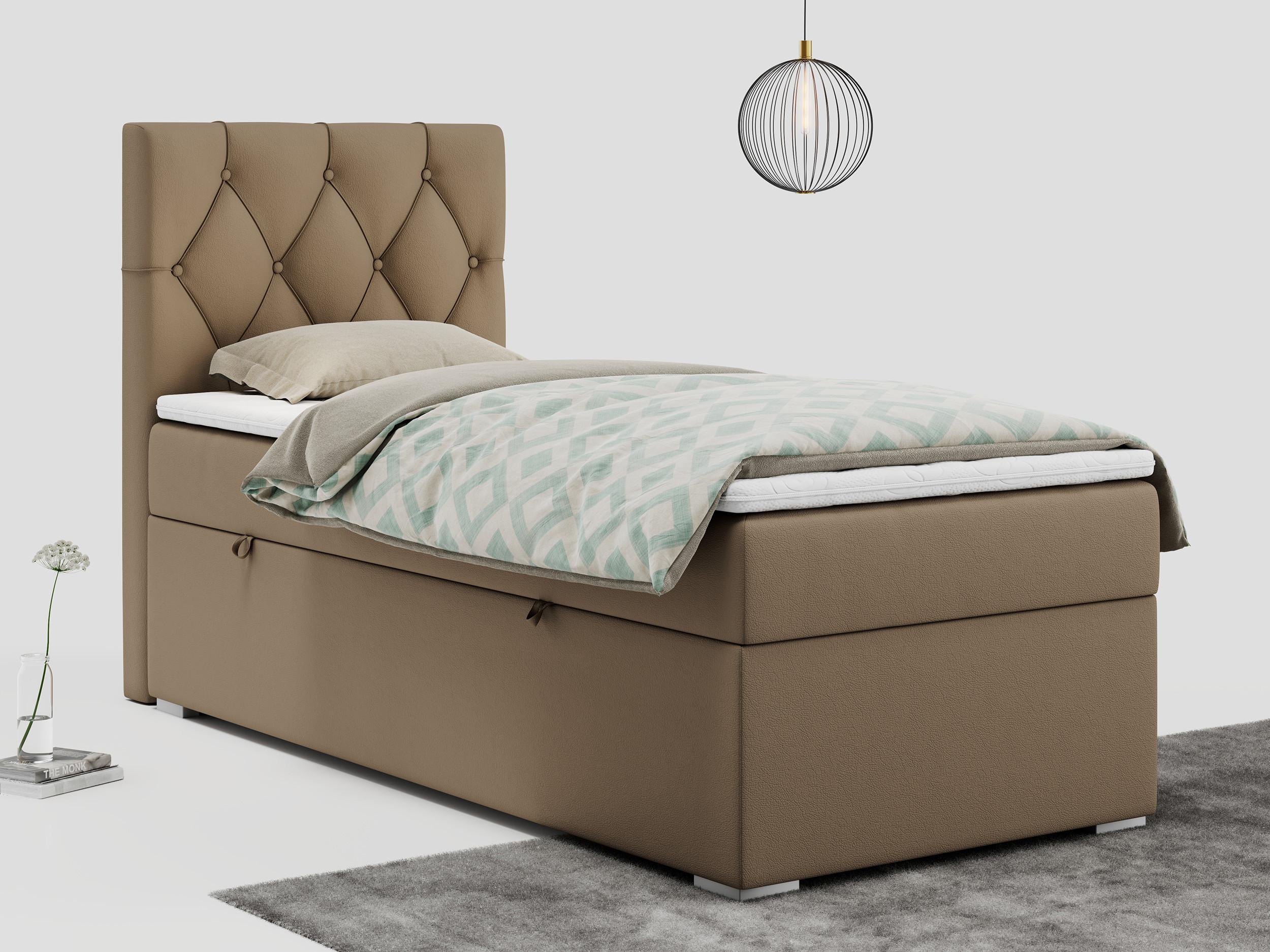wohnli-moebel-suche-800000681410-1 BOXBETT ALDA 90/200 Braun Kunstleder - H3 - Links Seite Textil MKS Möbel > Betten > Boxspringbetten Braun
