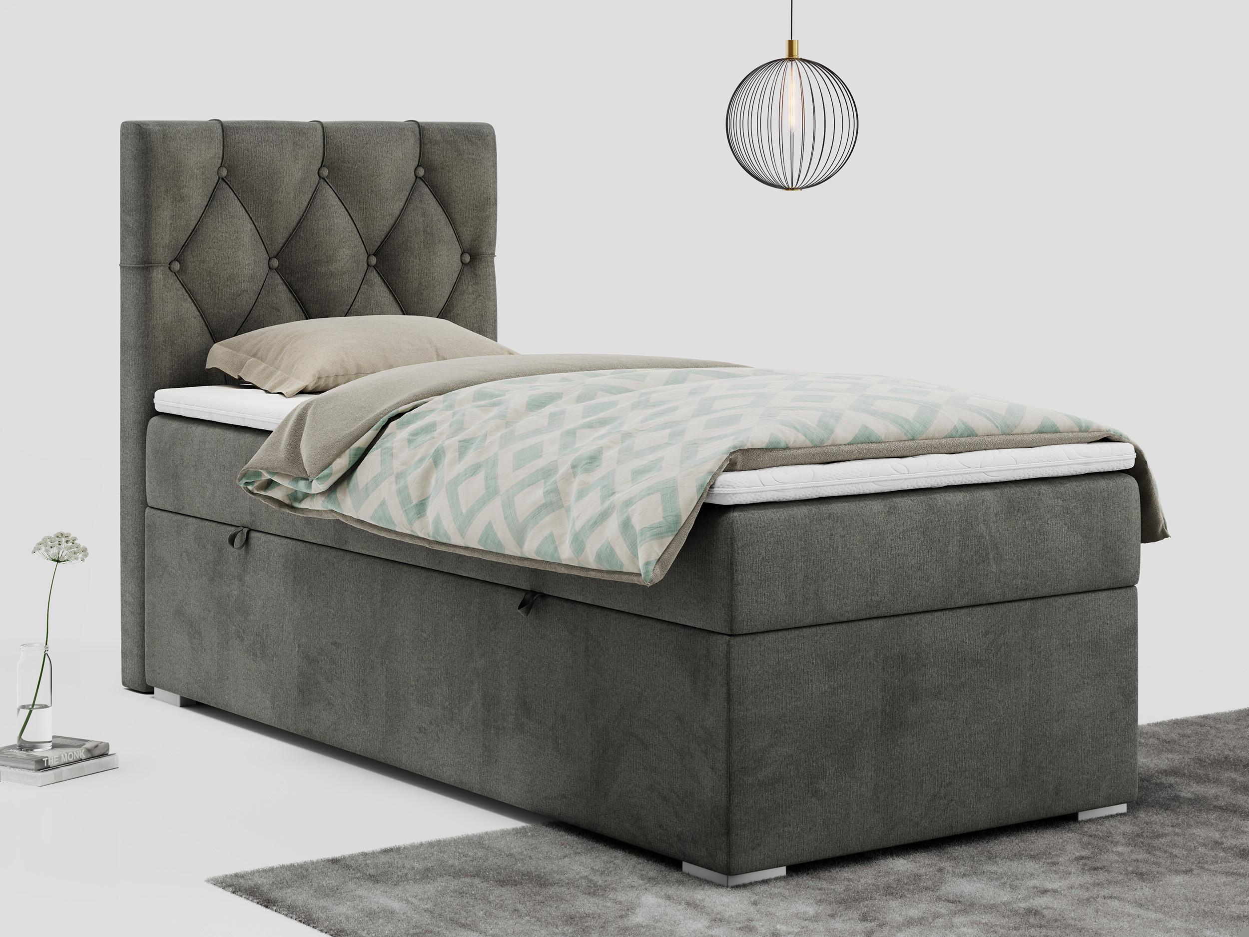 wohnli-moebel-suche-800000681417-1 BOXBETT ALDA 90/200 Dunkelgrau Velvet - H3 - Links Seite Textil MKS Möbel > Betten > Boxspringbetten Grau