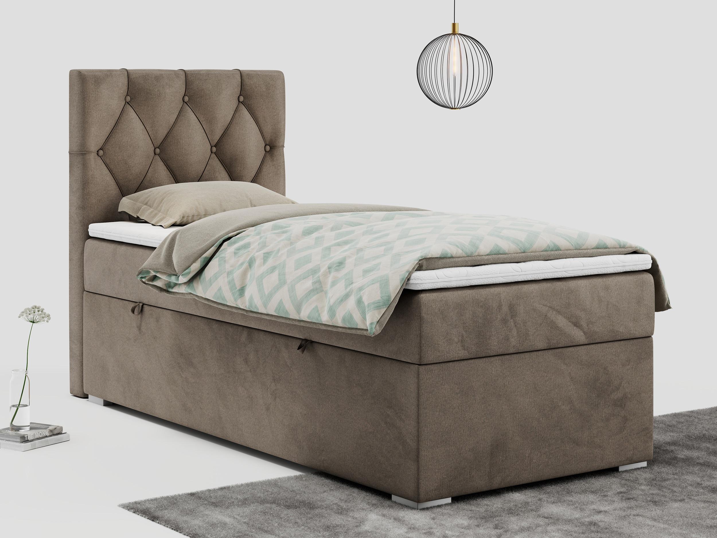 wohnli-moebel-suche-800000681418-1 BOXBETT ALDA 90/200 Braun Velvet - H3 - Links Seite Textil MKS Möbel > Betten > Boxspringbetten Braun