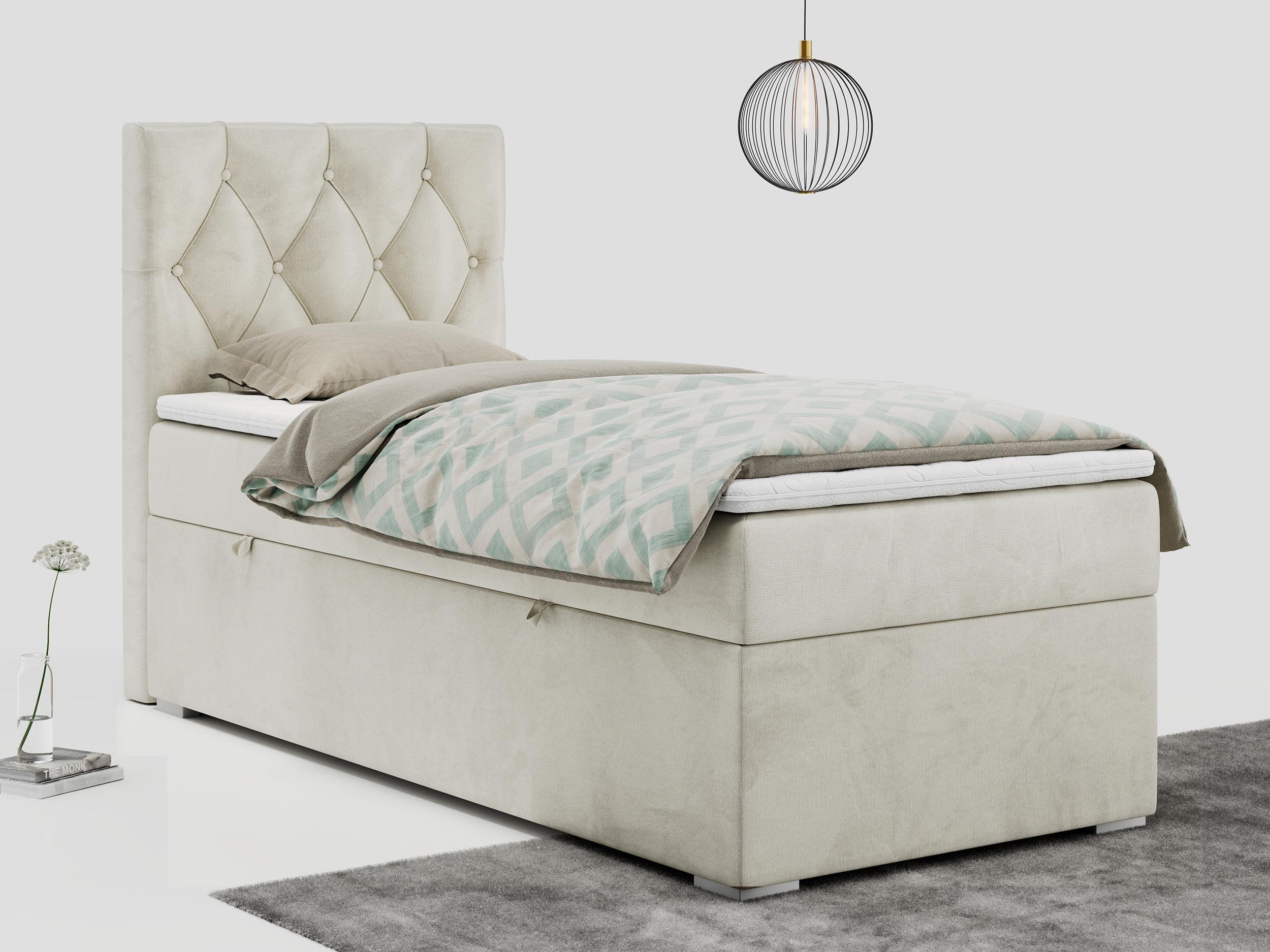 wohnli-moebel-suche-800000681420-1 BOXBETT ALDA 90/200 Beige Velvet - H3 - Links Seite Textil MKS Möbel > Betten > Boxspringbetten Beige