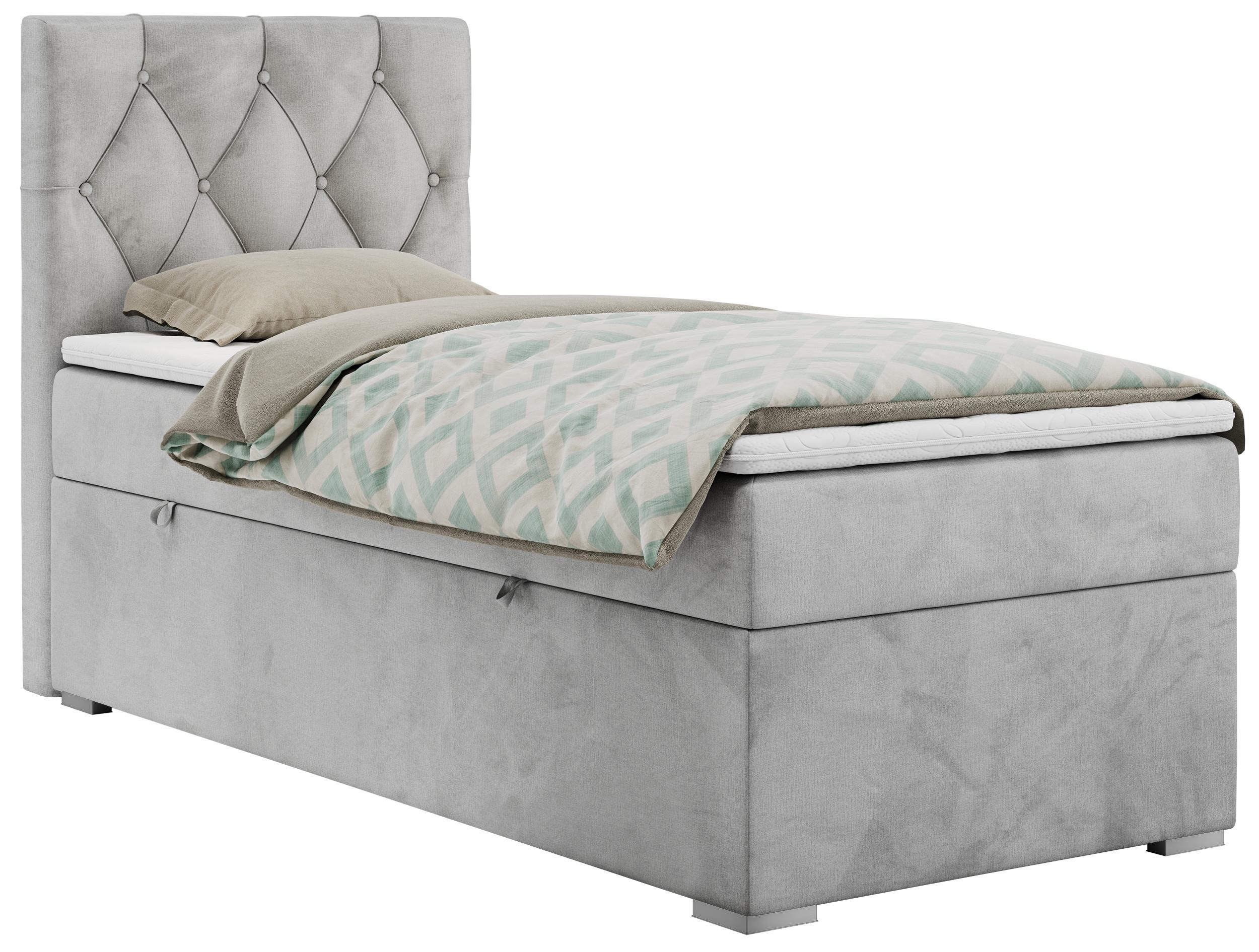 Wohnli Möbelsuche - BOXBETT ALDA 90/200 Hellgrau Velvet - H3 - Links Seite