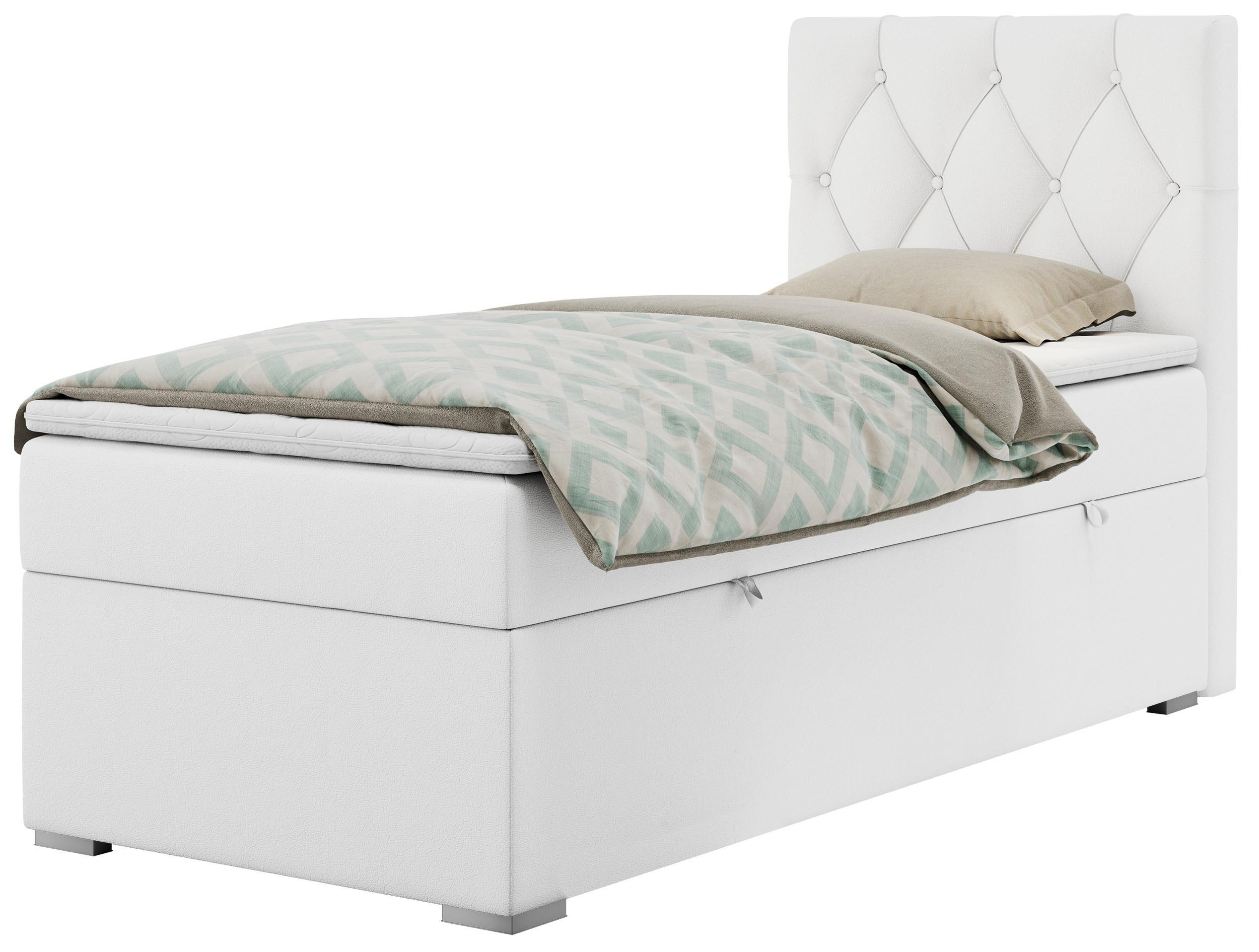 Wohnli Möbelsuche - BOXBETT ALDA 90/200 Weiß Kunstleder - H3 - Rechts Seite