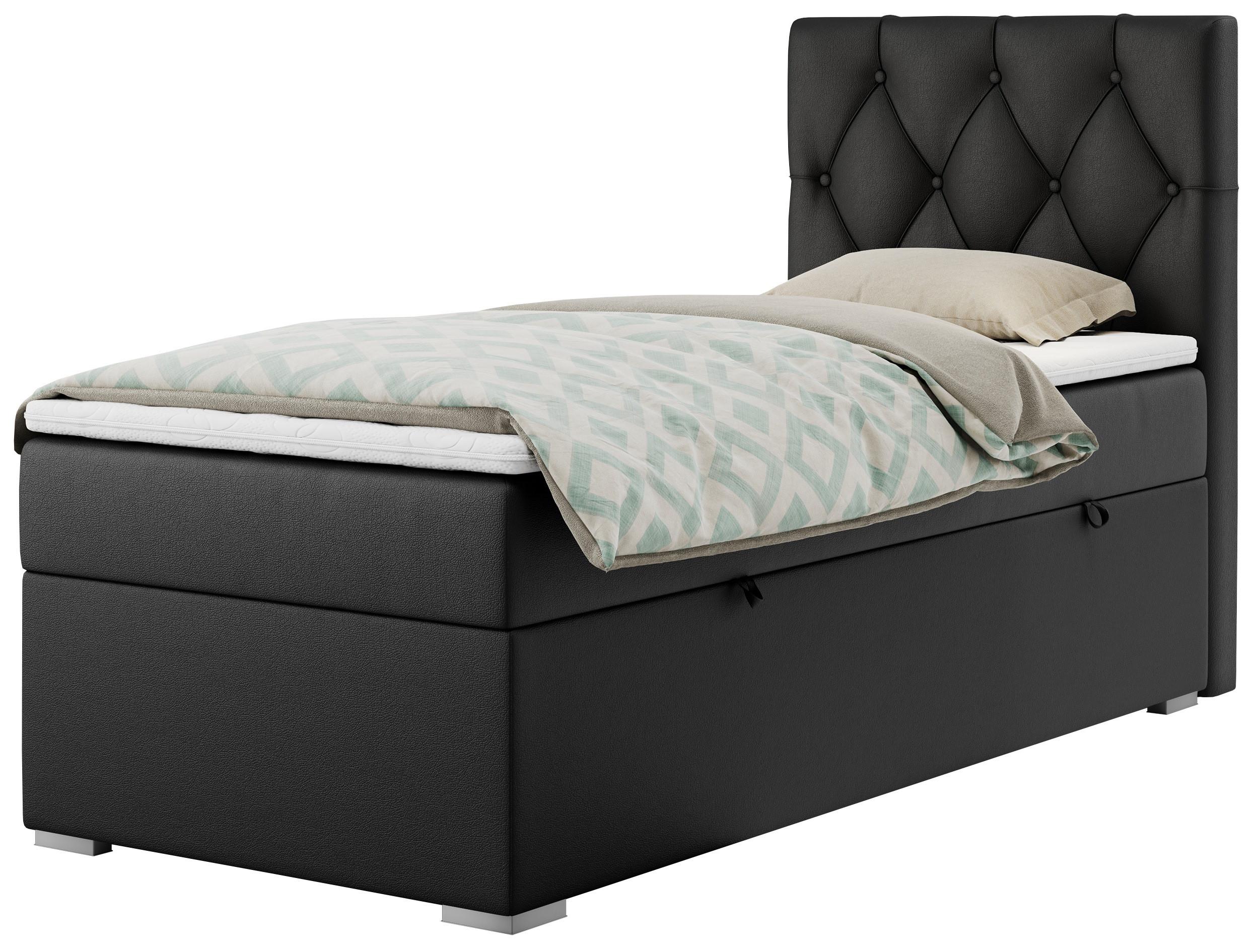 Wohnli Möbelsuche - BOXBETT ALDA 90/200 Schwarz Kunstleder - H3 - Rechts Seite
