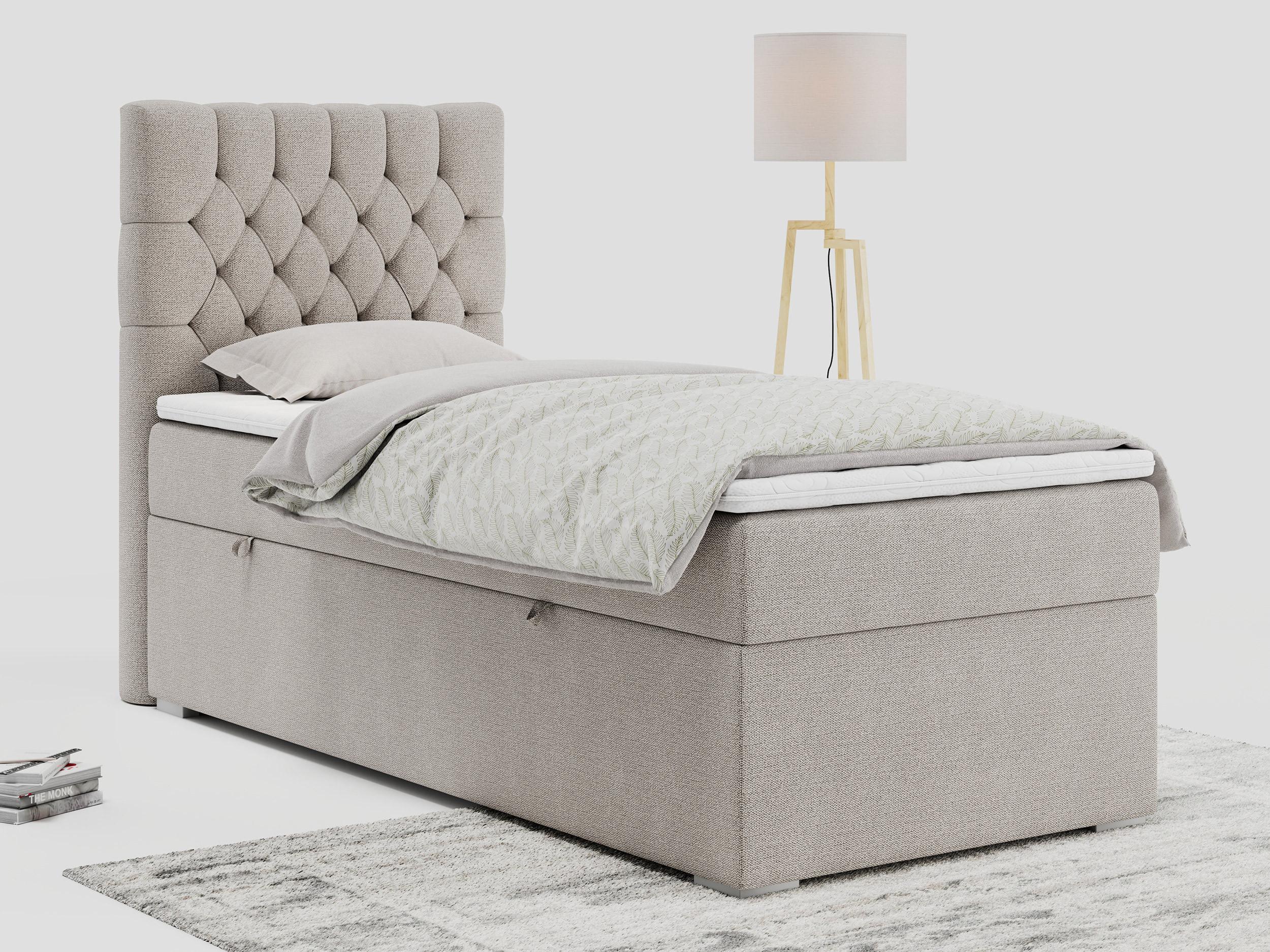wohnli-moebel-suche-800000681446-1 BOXBETT PERA 90/200 Beige Struktur - H4 - Links Seite Textil MKS Möbel > Betten > Boxspringbetten Beige