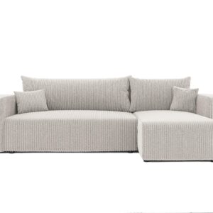 ECKSOFA Beige Cord-Stoff mit Bettkasten Textil Idohome Möbel > Sofas & Couches > Wohnlandschaften > Ecksofas Beige