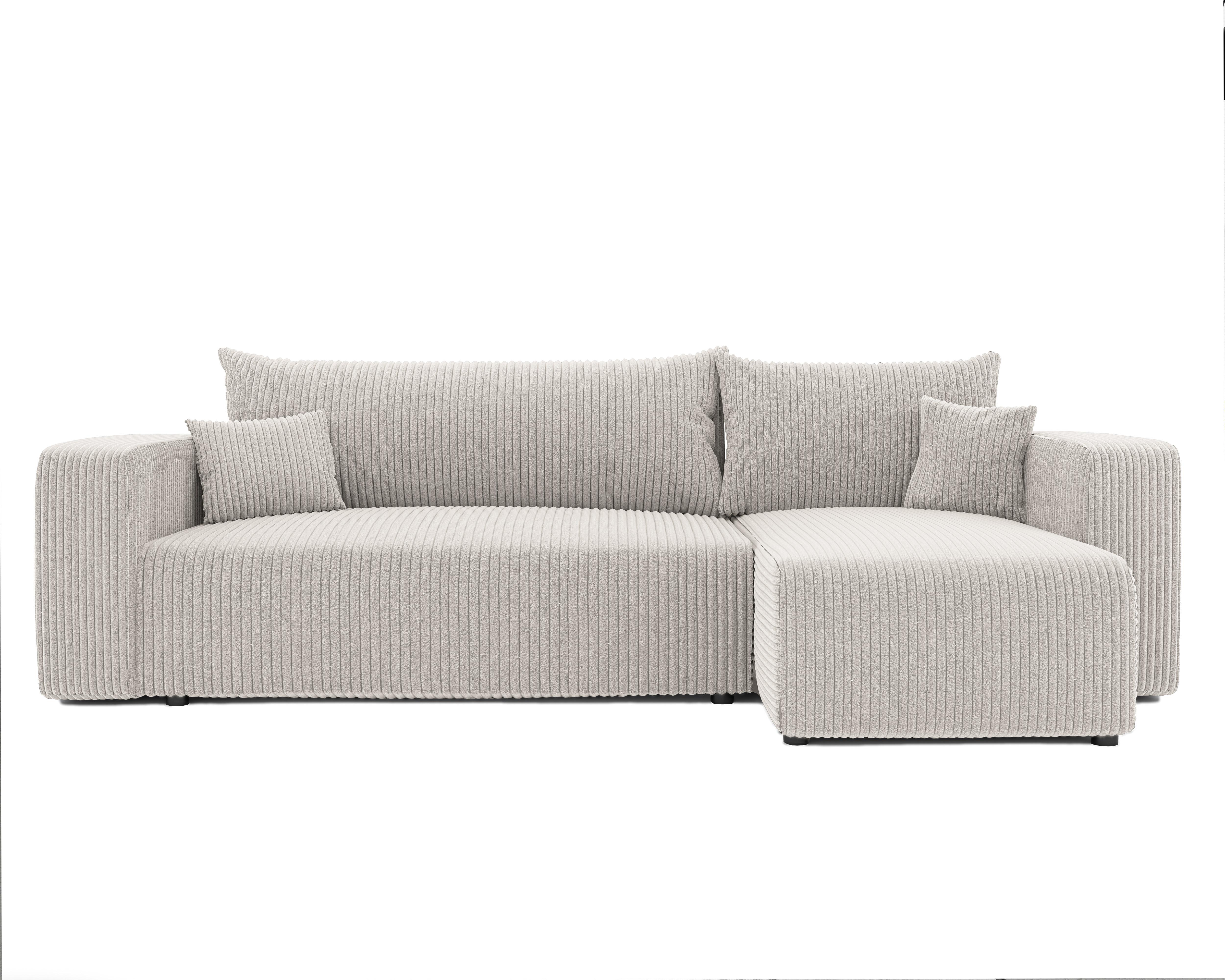 ECKSOFA Beige Cord-Stoff mit Bettkasten Textil Idohome Möbel > Sofas & Couches > Wohnlandschaften > Ecksofas Beige