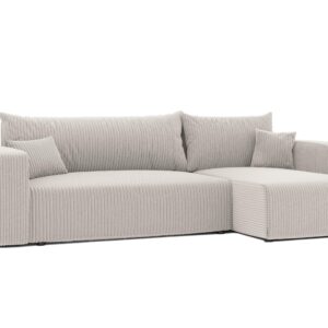 Wohnli Möbelsuche - ECKSOFA Beige Cord-Stoff mit Bettkasten