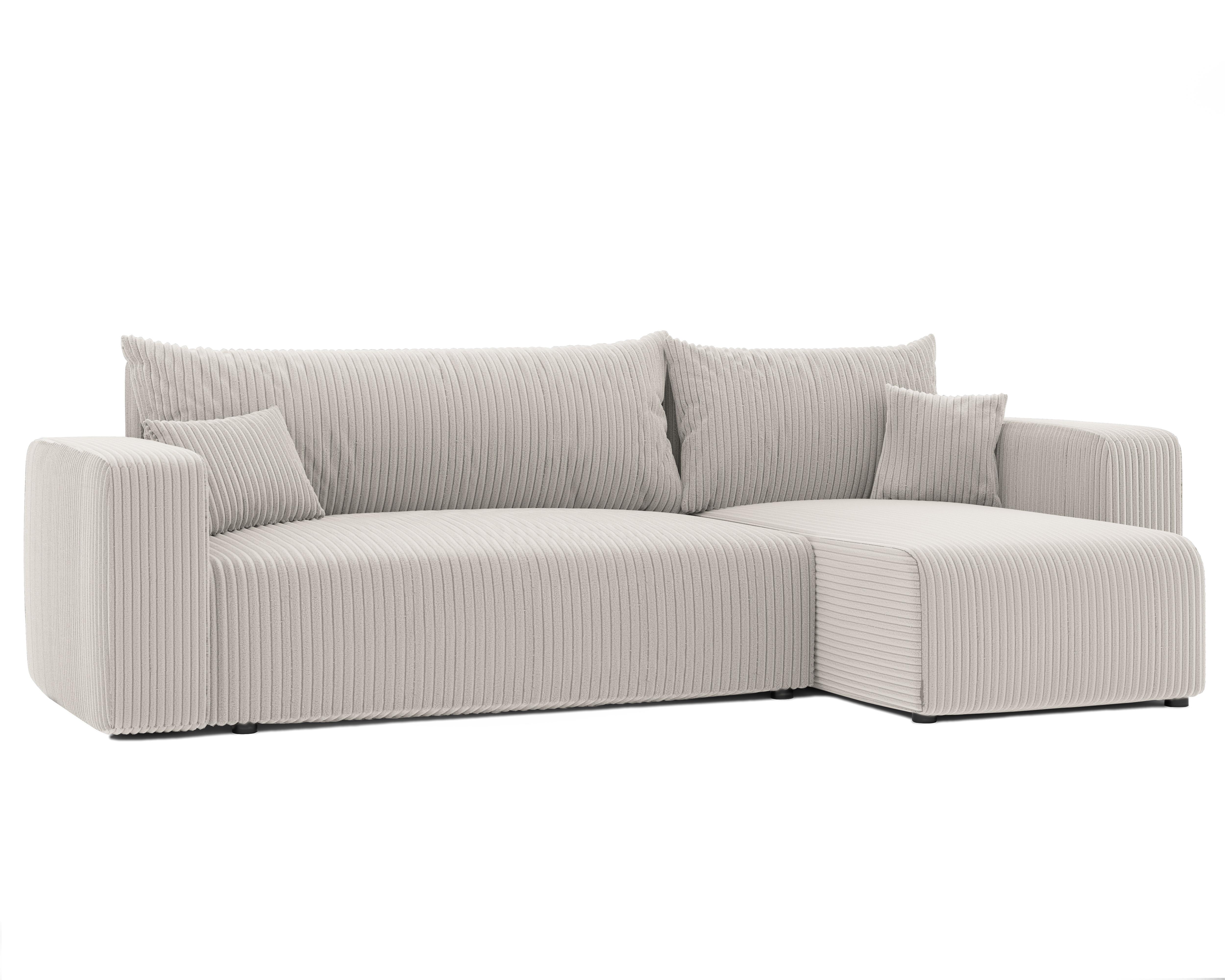 Wohnli Möbelsuche - ECKSOFA Beige Cord-Stoff mit Bettkasten