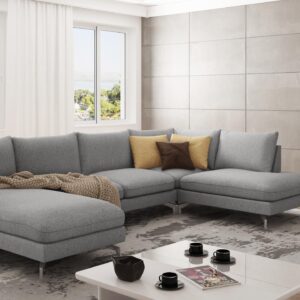 WOHNLANDSCHAFT Elou Grau Luxusmicrofaser Textil S-Style Möbel Möbel > Sofas & Couches > Wohnlandschaften > Wohnlandschaften U-Form Grau