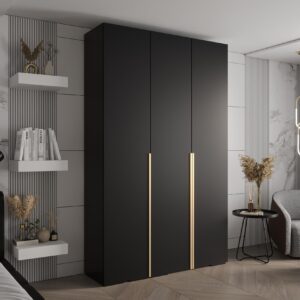 wohnli-moebel-suche-800000682616-1 DREHTÜRENSCHRANK 236.7/150/47 3-türig Holz MÖBEL KRYSPOL Möbel > Schränke > Kleiderschränke > Drehtürenschränke Schwarz