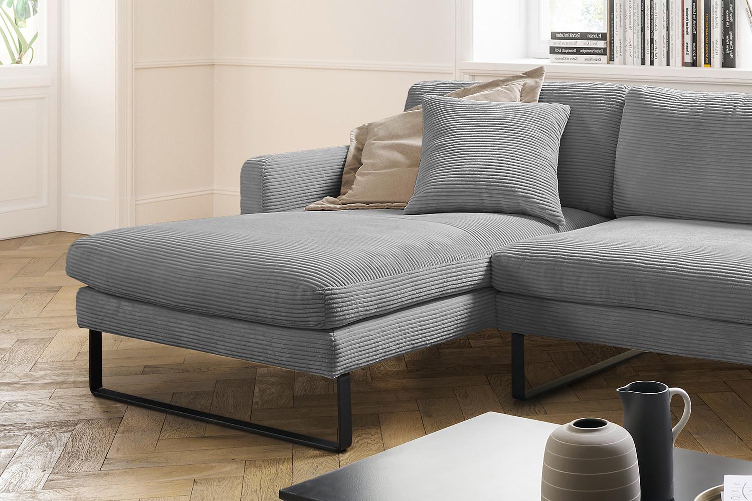 ECKSOFA RICARDA Grau Cord Textil KAWOLA Möbel > Sofas & Couches > Wohnlandschaften > Ecksofas Grau