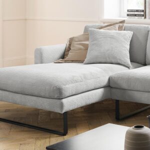 ECKSOFA RICARDA Hellgrau Cord Textil KAWOLA Möbel > Sofas & Couches > Wohnlandschaften > Ecksofas Grau