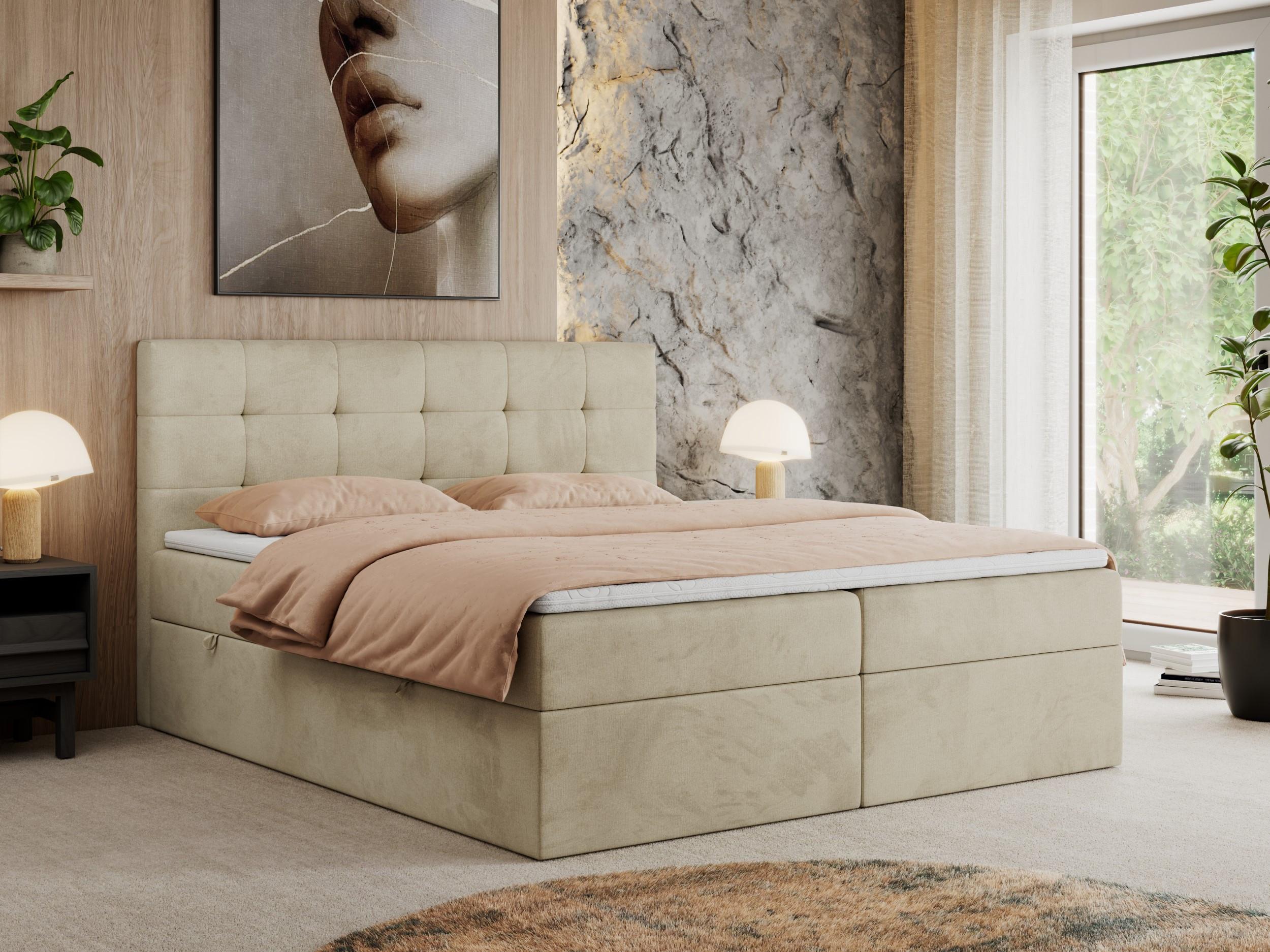 wohnli-moebel-suche-800000686495-1 BOXBETT CENTO 160/200 Beige Velvet - H3 Textil MKS Möbel > Betten > Boxspringbetten Beige