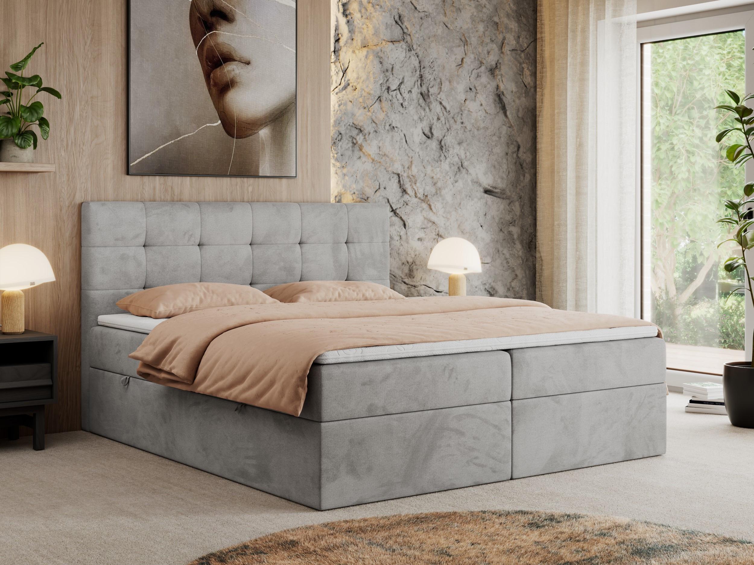 wohnli-moebel-suche-800000686507-1 BOXBETT CENTO 200/200 Hellgrau Velvet - H3 Textil MKS Möbel > Betten > Boxspringbetten Grau