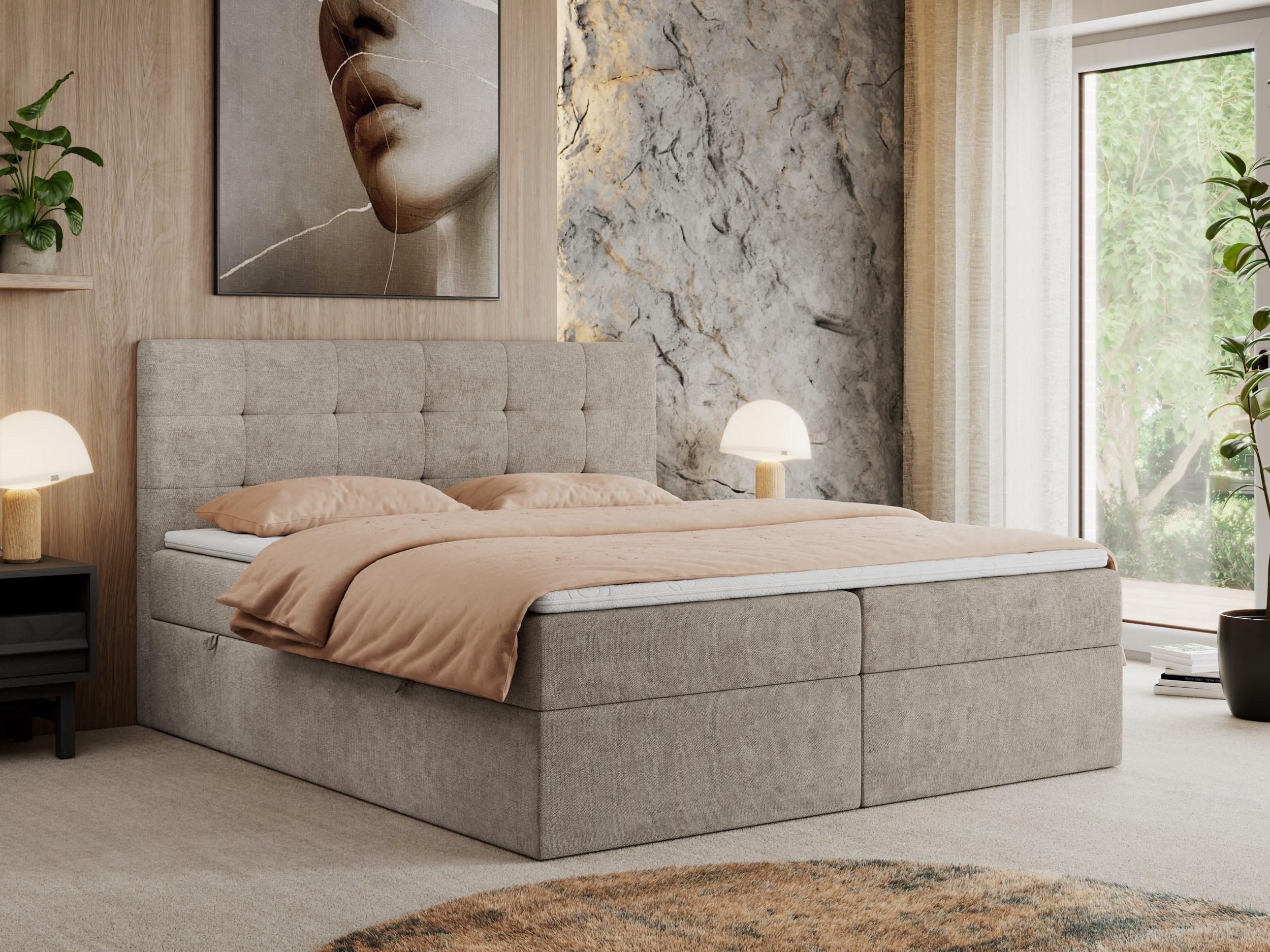 wohnli-moebel-suche-800000686580-1 BOXBETT CENTO 200/200 Beige Strukture - H4 Textil MKS Möbel > Betten > Boxspringbetten Beige