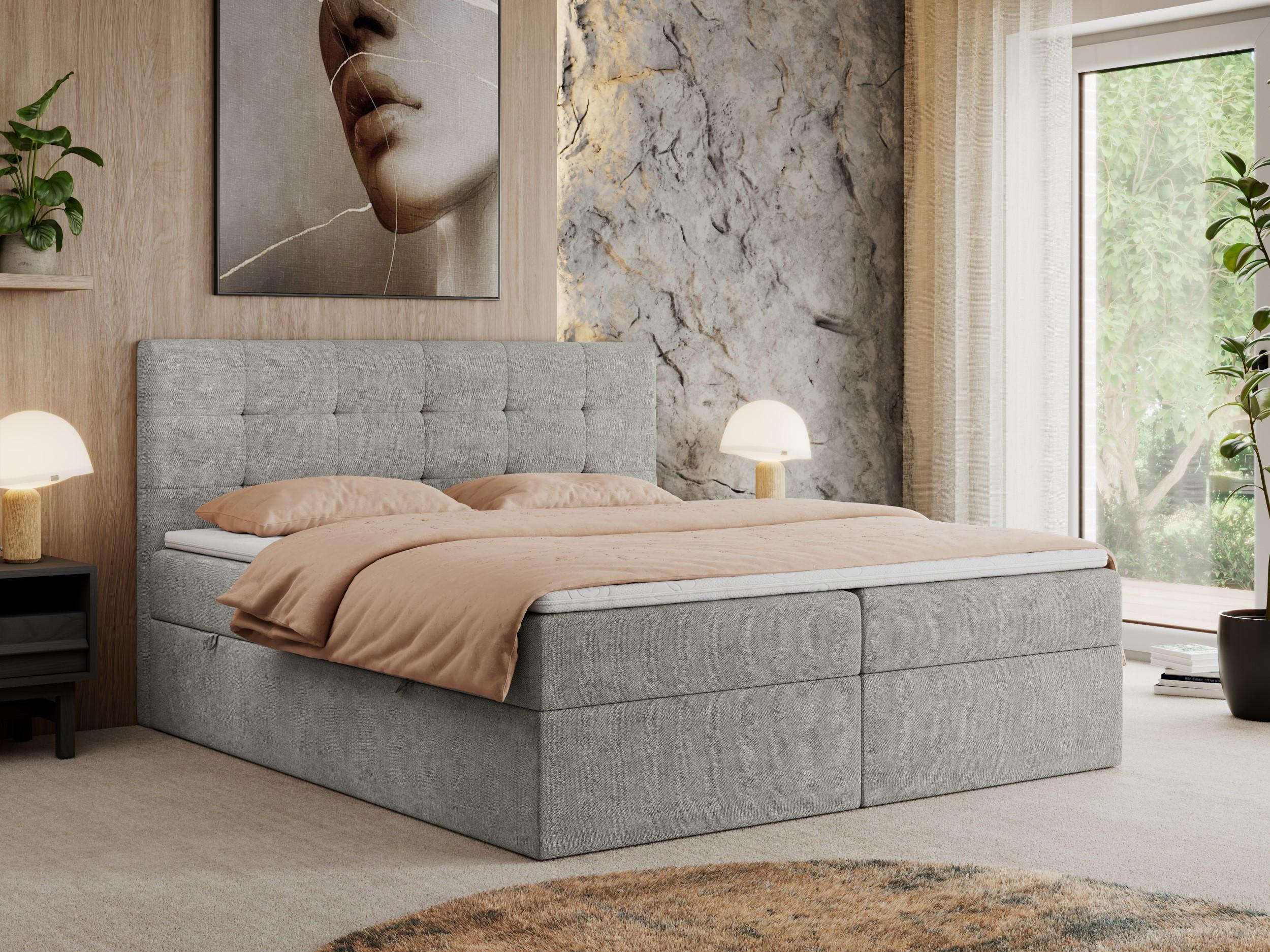 wohnli-moebel-suche-800000686609-1 BOXBETT CENTO 120/200 Hellgrau Strukture - H3 Textil MKS Möbel > Betten > Boxspringbetten Grau