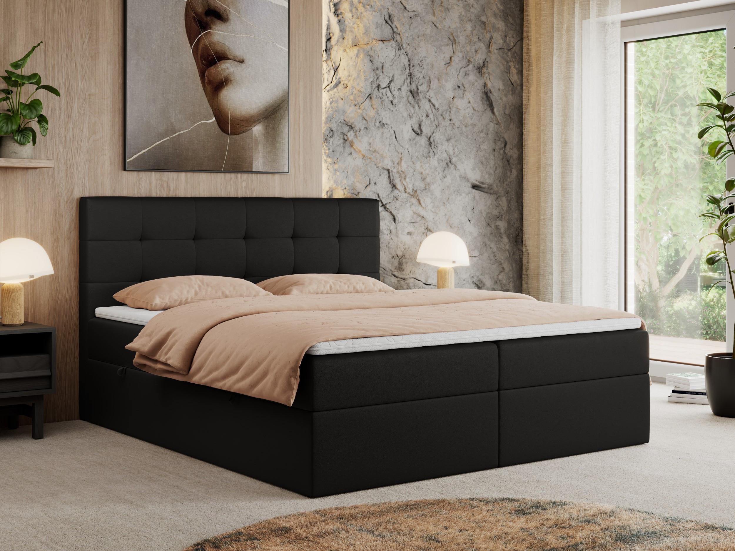 wohnli-moebel-suche-800000686612-1 BOXBETT CENTO 180/200 Schwarz Kunstleder - H4 Textil MKS Möbel > Betten > Boxspringbetten Schwarz