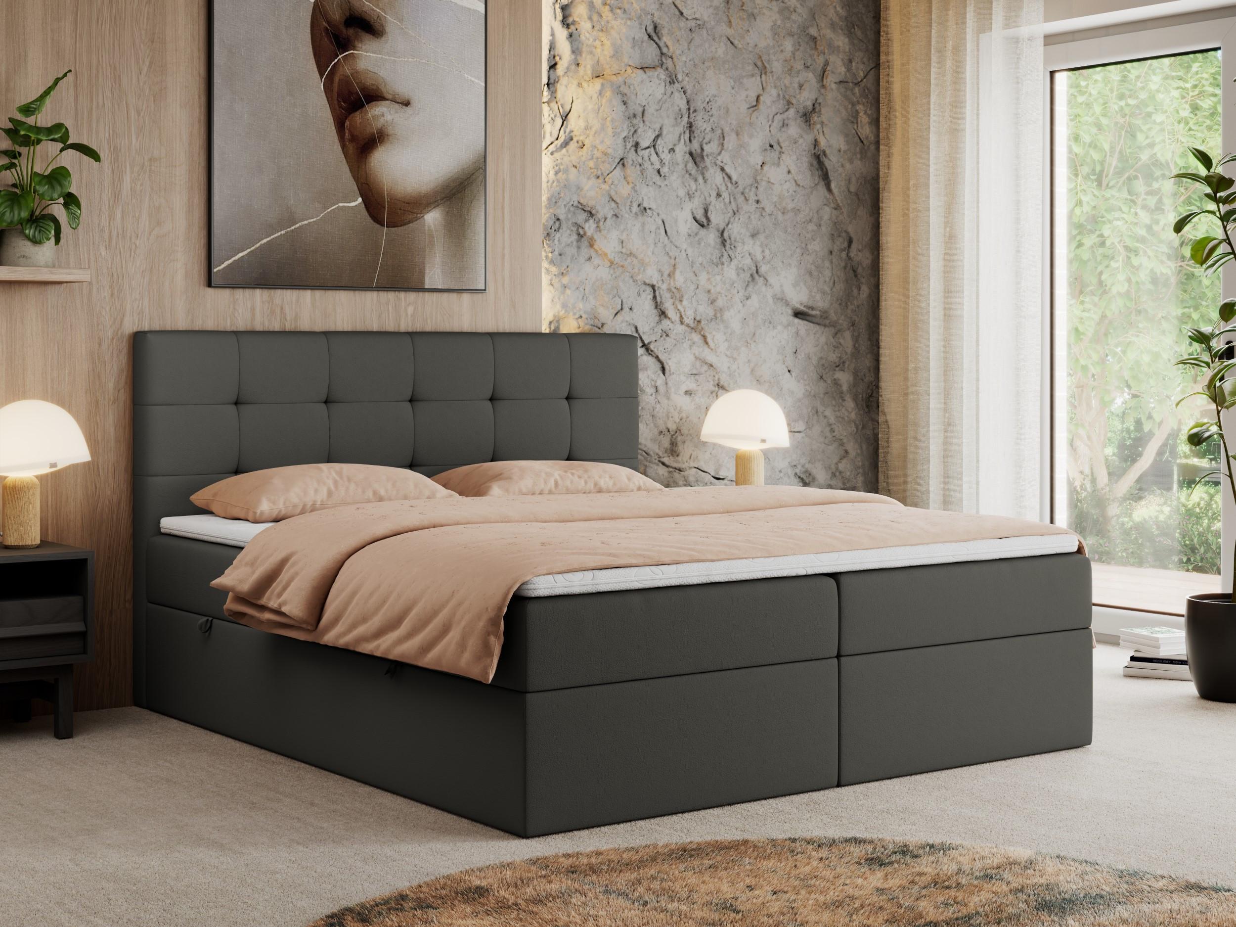 wohnli-moebel-suche-800000686619-1 BOXBETT CENTO 120/200 Dunkelgrau Kunstleder - H3 Textil MKS Möbel > Betten > Boxspringbetten Grau