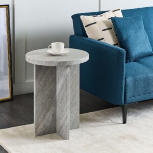wohnli-moebel-suche-800000686652-1 BEISTELLTISCH grau Steinoptik rund 42 cm Stanton Holzwerkstoff Beliani Möbel > Tische > Beistelltische Grau