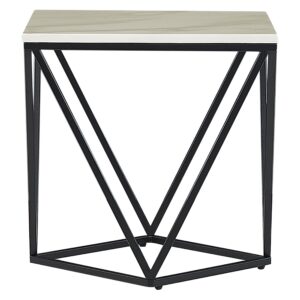 wohnli-moebel-suche-800000686655-1 BEISTELLTISCH Marmor Optik beige/schwarz quadratisch 50/50 cm Malibu Holzwerkstoff Beliani Möbel > Tische > Beistelltische Beige