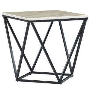 Wohnli Möbelsuche - BEISTELLTISCH Marmor Optik beige/schwarz quadratisch 50/50 cm Malibu