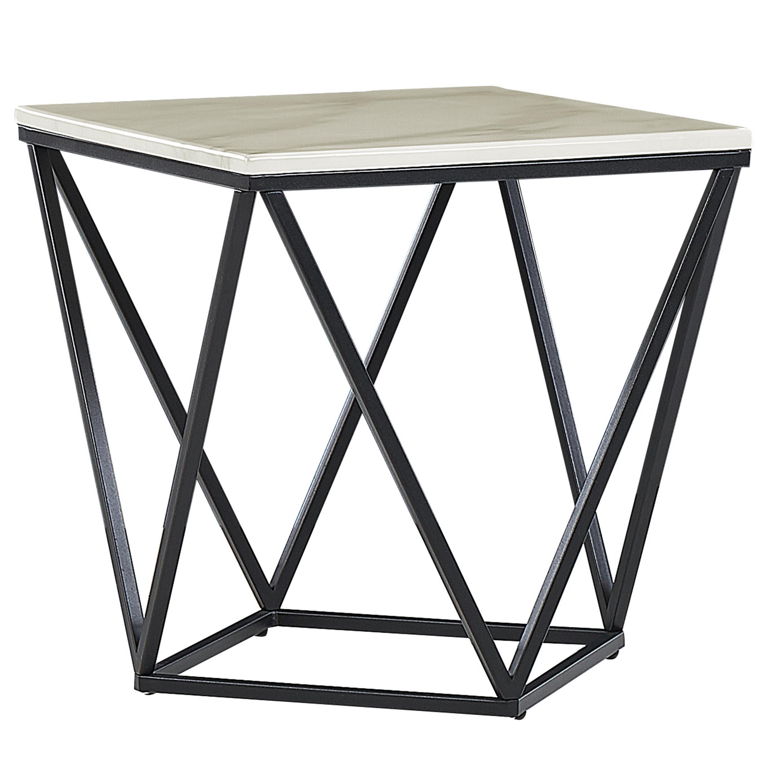 Wohnli Möbelsuche - BEISTELLTISCH Marmor Optik beige/schwarz quadratisch 50/50 cm Malibu