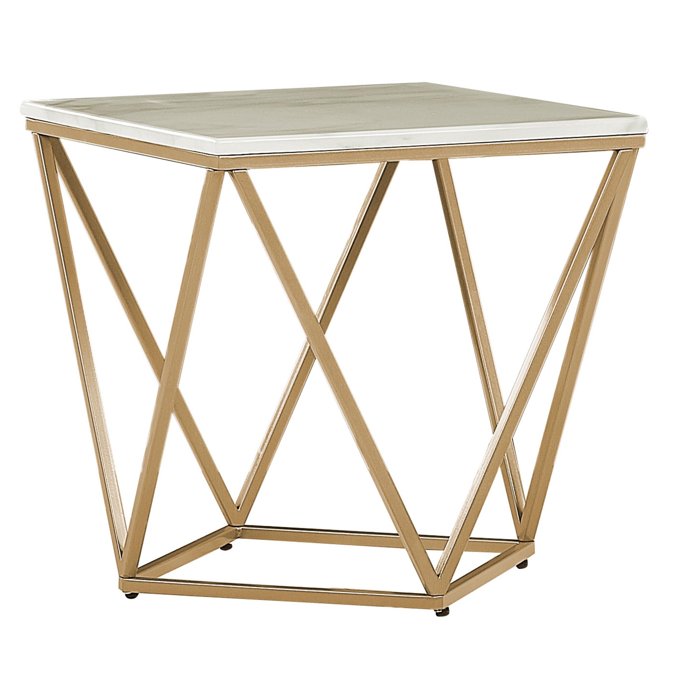 wohnli-moebel-suche-800000686656 Wohnli Möbelsuche - BEISTELLTISCH beige/gold Marmor Optik quadratisch 50/50 cm Malibu