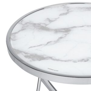 wohnli-moebel-suche-800000686664-1 BEISTELLTISCH Marmor Optik weiß/silber 50 cm Meridian Glas Beliani Möbel > Tische > Beistelltische Weiß