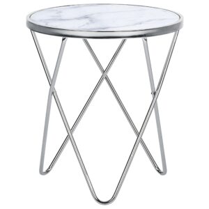 wohnli-moebel-suche-800000686664 Wohnli Möbelsuche - BEISTELLTISCH Marmor Optik weiß/silber 50 cm Meridian