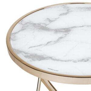 wohnli-moebel-suche-800000686665-1 BEISTELLTISCH Marmor Optik weiß/gold 50 cm Meridian Glas Beliani Möbel > Tische > Beistelltische Weiß