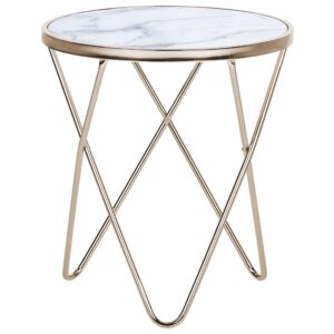 Wohnli Möbelsuche - BEISTELLTISCH Marmor Optik weiß/gold 50 cm Meridian