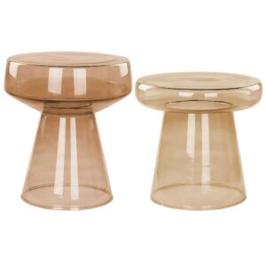 Wohnli Möbelsuche - BEISTELLTISCH 2er-Set Rauchglas goldbraun rund Laguna/Caldera