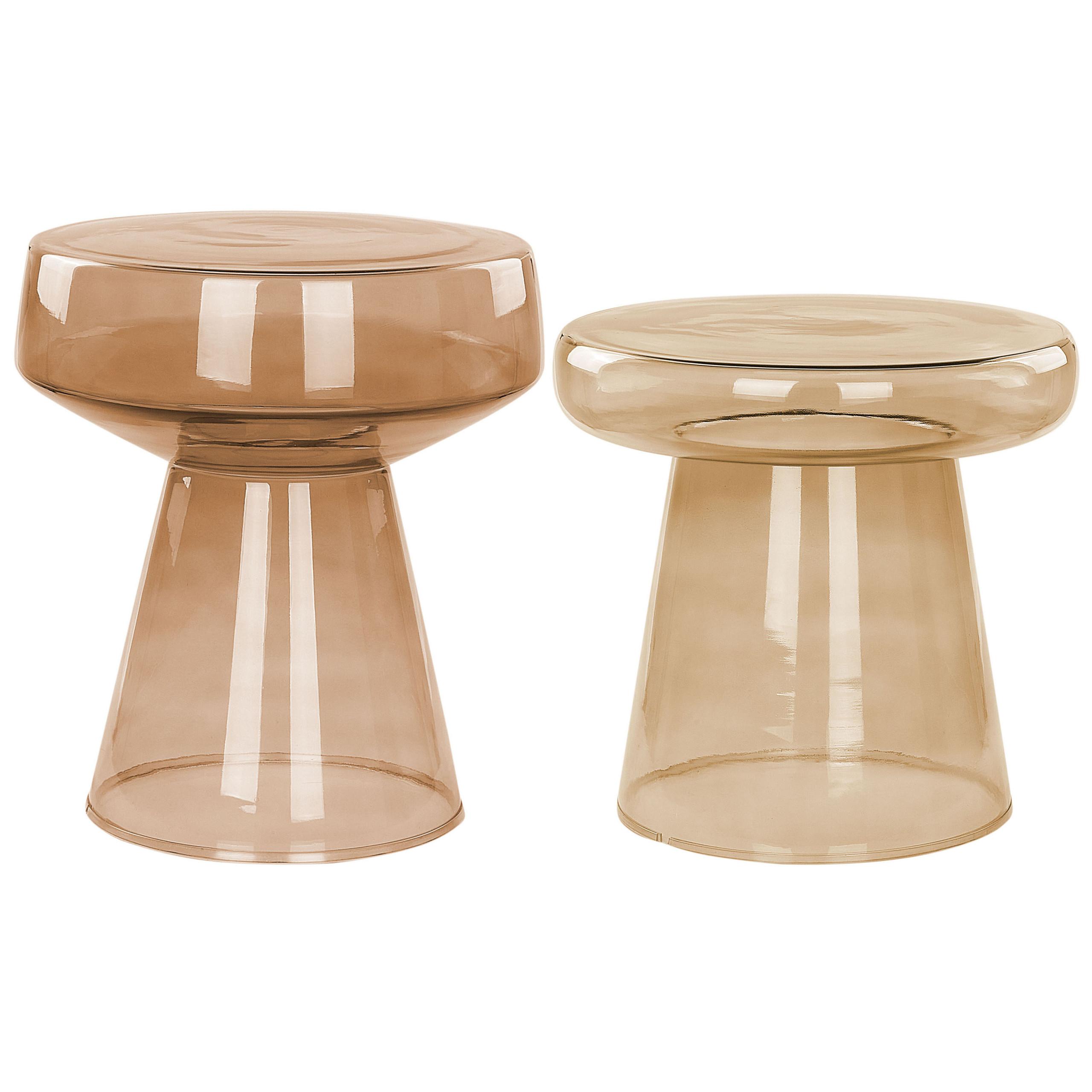 wohnli-moebel-suche-800000686695 Wohnli Möbelsuche - BEISTELLTISCH 2er-Set Rauchglas goldbraun rund Laguna/Caldera
