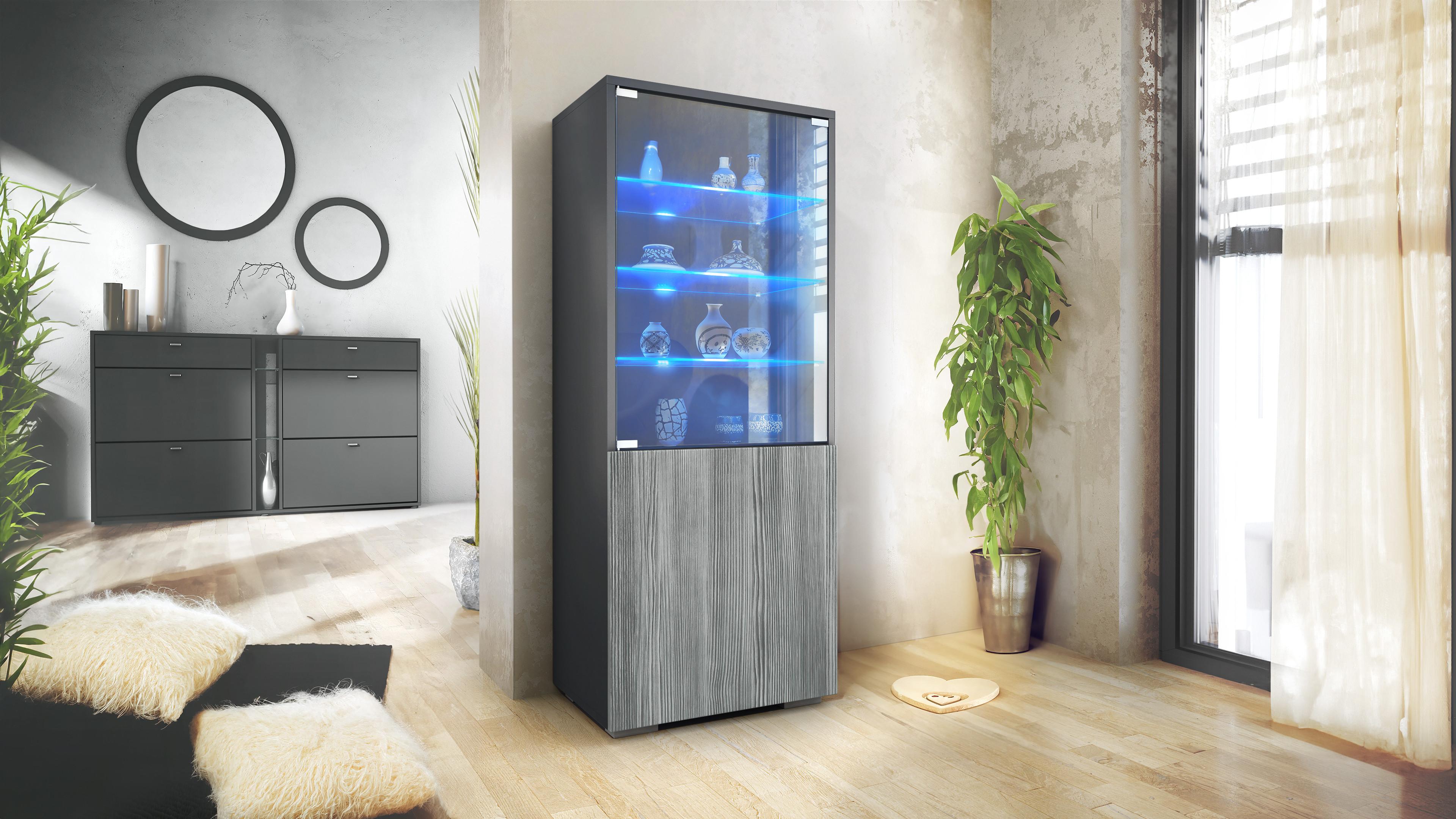 VITRINE Granada Avola-Anthrazit Holzwerkstoff Vladon Möbel > Schränke > Vitrinen Anthrazit