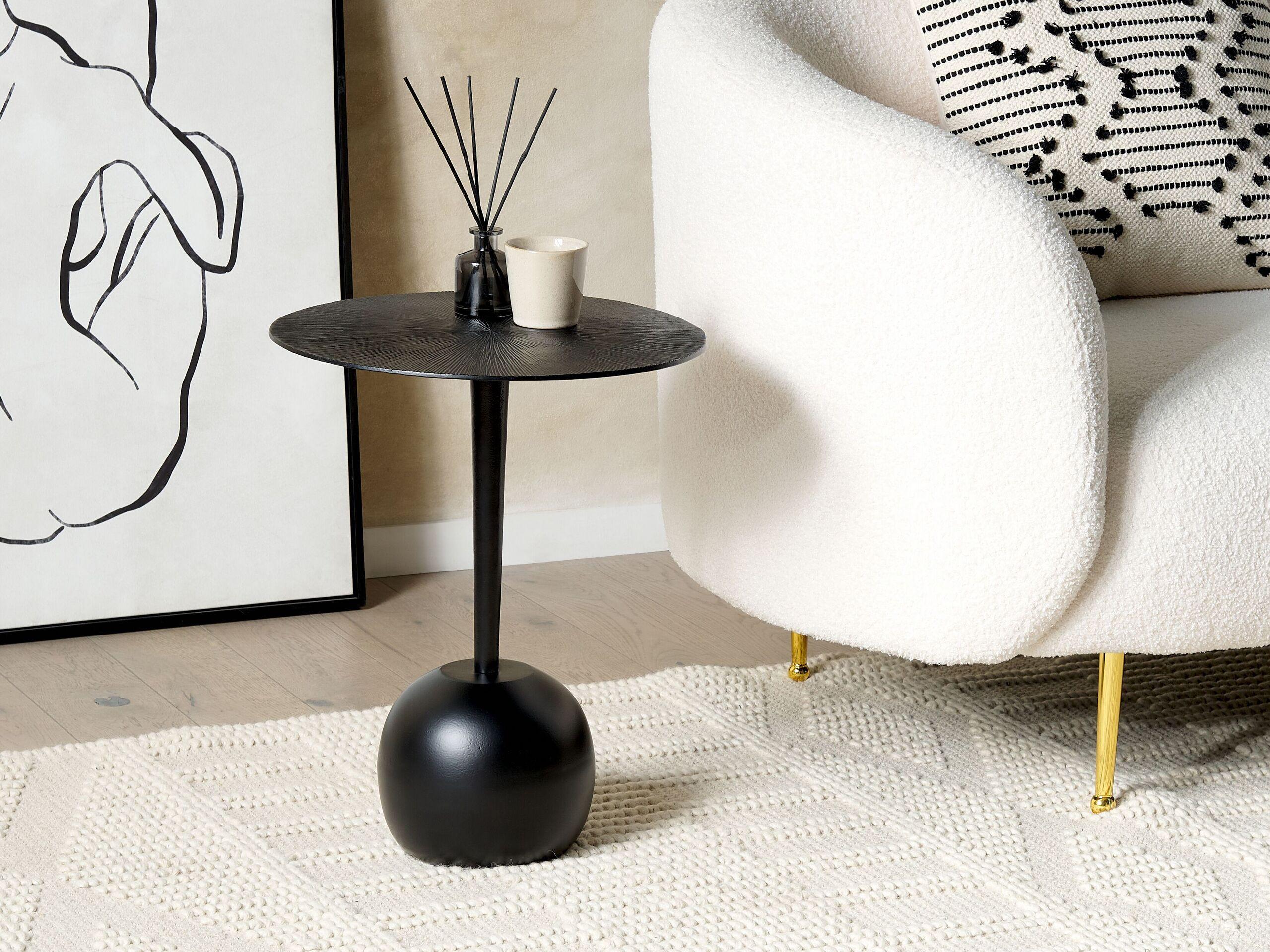 BEISTELLTISCH Aluminium schwarz rund 40 cm Eucla Metall Beliani Möbel > Tische > Beistelltische Schwarz