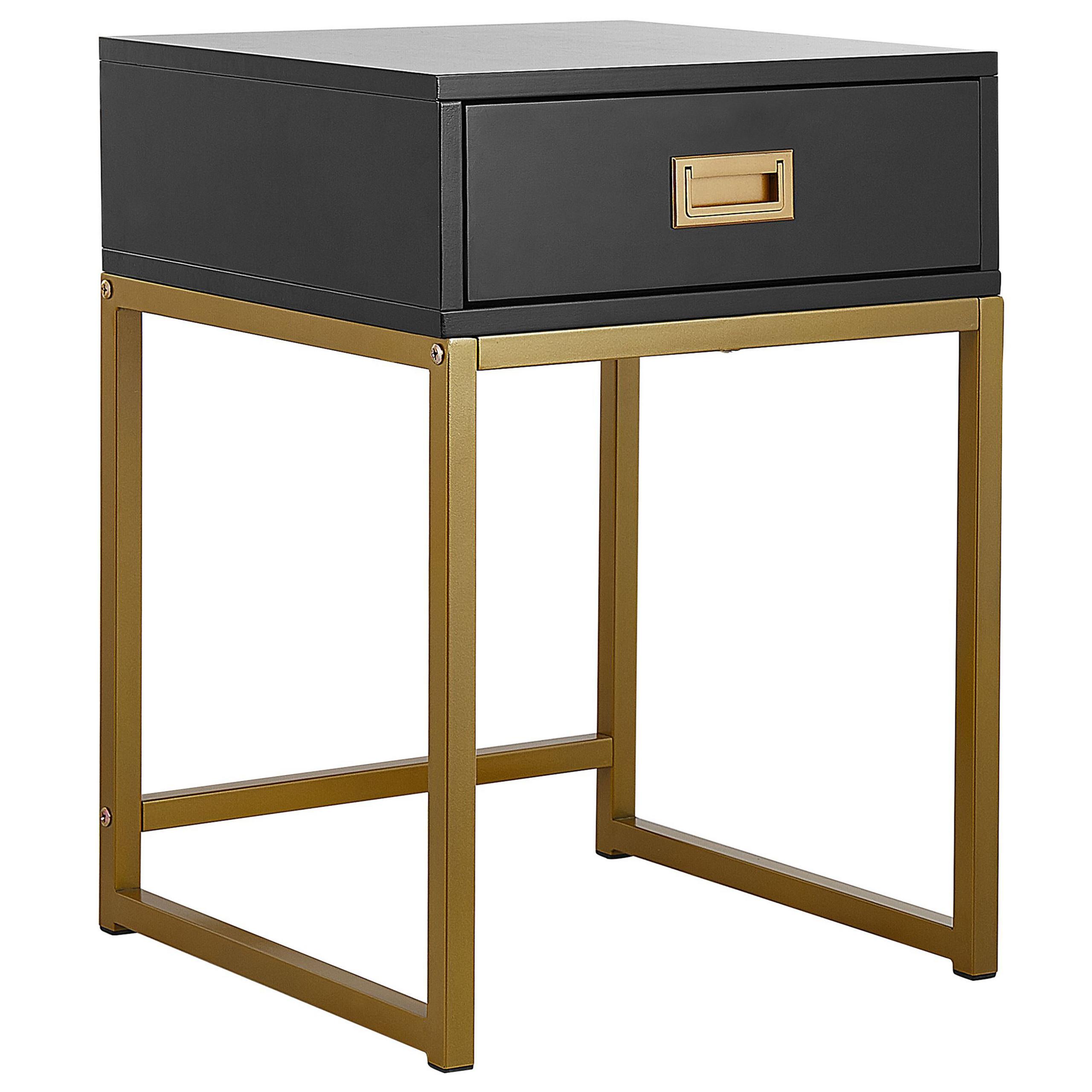 wohnli-moebel-suche-800000686747 Wohnli Möbelsuche - BEISTELLTISCH schwarz/gold 1 Schublade quadratisch 40/40/57 cm Largo