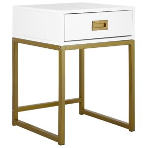 wohnli-moebel-suche-800000686750 Wohnli Möbelsuche - BEISTELLTISCH weiß/gold 1 Schublade quadratisch 40/40/57 cm Largo