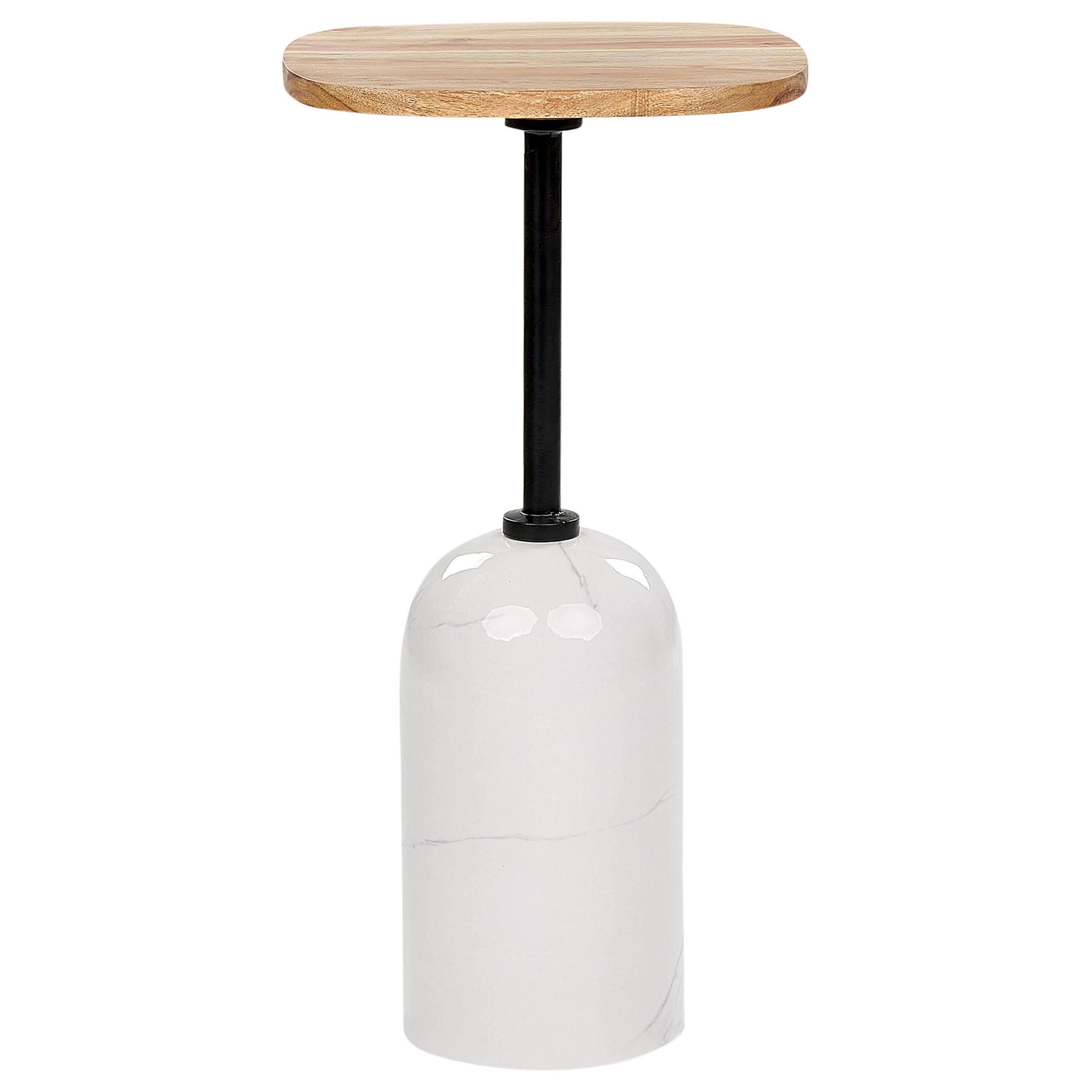Wohnli Möbelsuche - BEISTELLTISCH Metall heller Holzfarbton/weiß rund 30 cm Oasis